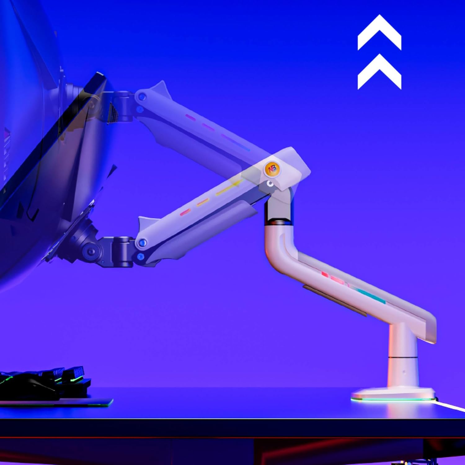 Detalle de NB ERGONOMIC Braccio per monitor fino a 32–60 pollici bianco, ultrawide/curvi, VESA 75/100, carico fino a 20 kg