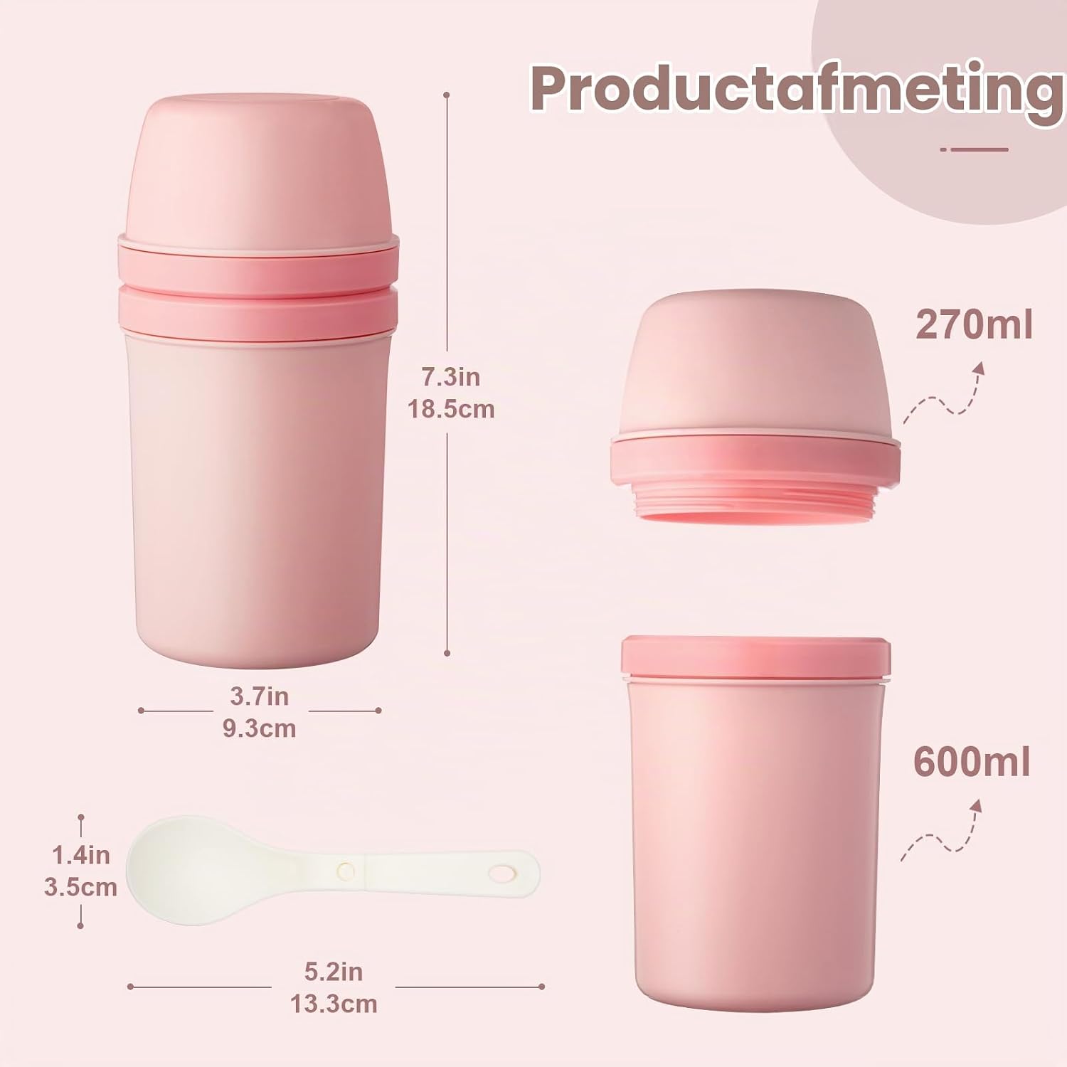 Detalle de Mitsemmo yoghurtbeker to go met lepel, 600 ml + 270 ml