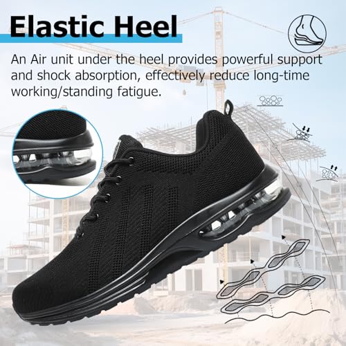 Detalle de Hanani chaussures de sécurité 37EU, embout acier et semelle anti-perforation, noir et blanc