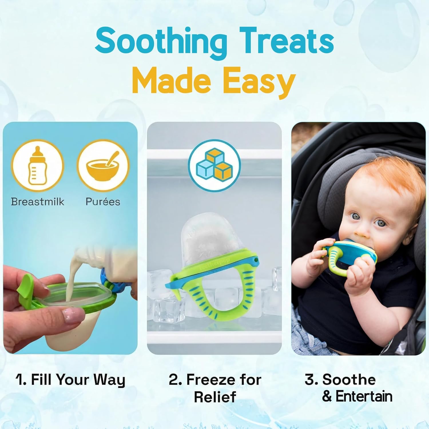 Thumbnail 4 de Teetherpop Fillable Freezable Teethers (Breastmilk Teether Feeder Pacifier) - BlueLime