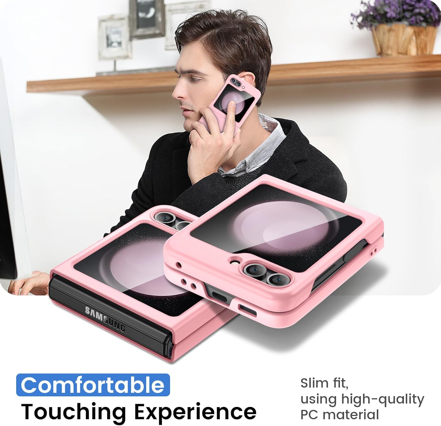 Thumbnail 6 de Ruky Ultra‑Slim Hard PC Case for Samsung Galaxy Z Flip 5 (Pink)