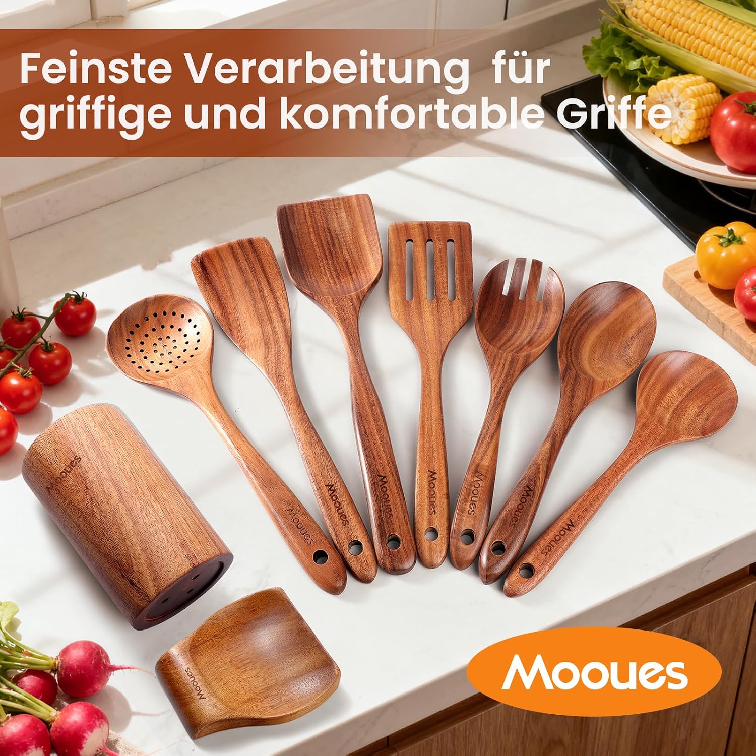 Detalle 2 de Mooues Kochlöffel Holz Set 9-teilig