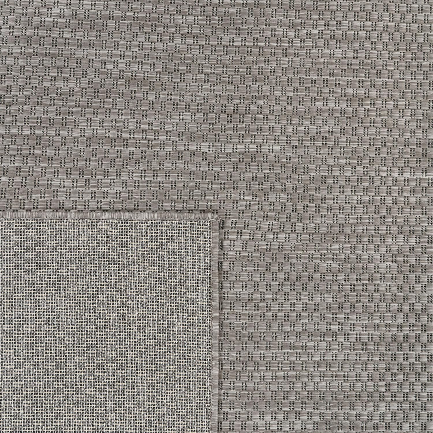 Detalle de Paco Home Outdoor Teppich Flachgewebe in Sisaloptik (meliert, einfarbig) wetterfest – 160 x 220 cm, Grau