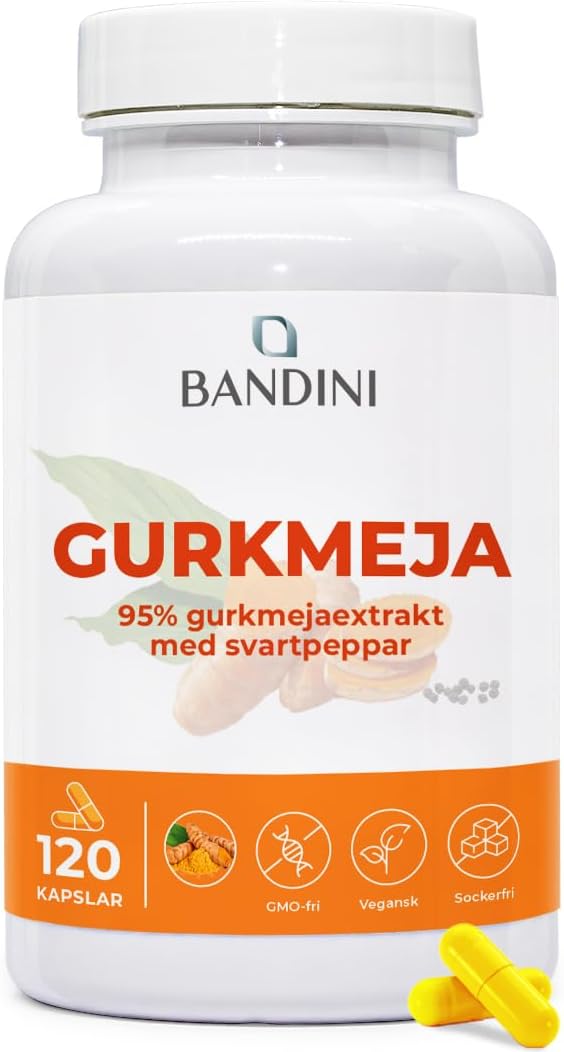 Detalle de BANDINI Turmeric gurkmejakapslar, 120 kapslar med svartpeppar och piperin