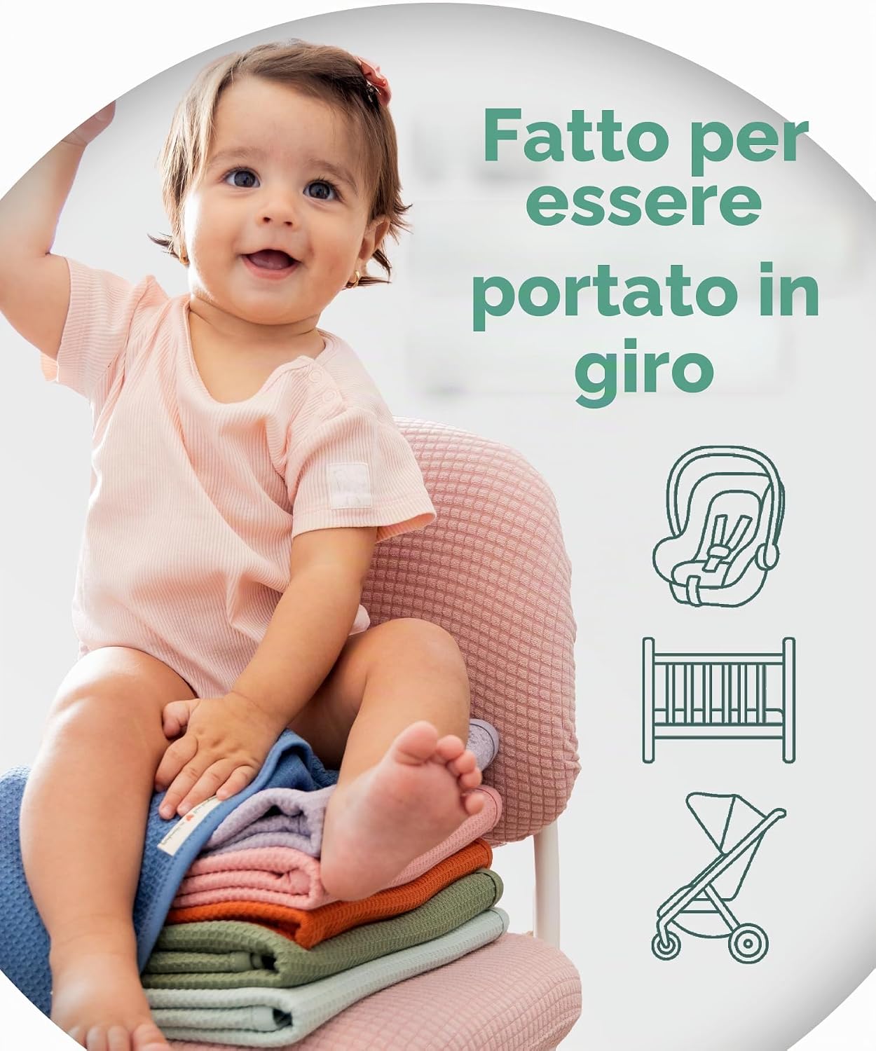 Detalle de Jubi Coperta Neonato Estiva 70x100 cm in cotone – leggera, traspirante e certificata Oeko-Tex