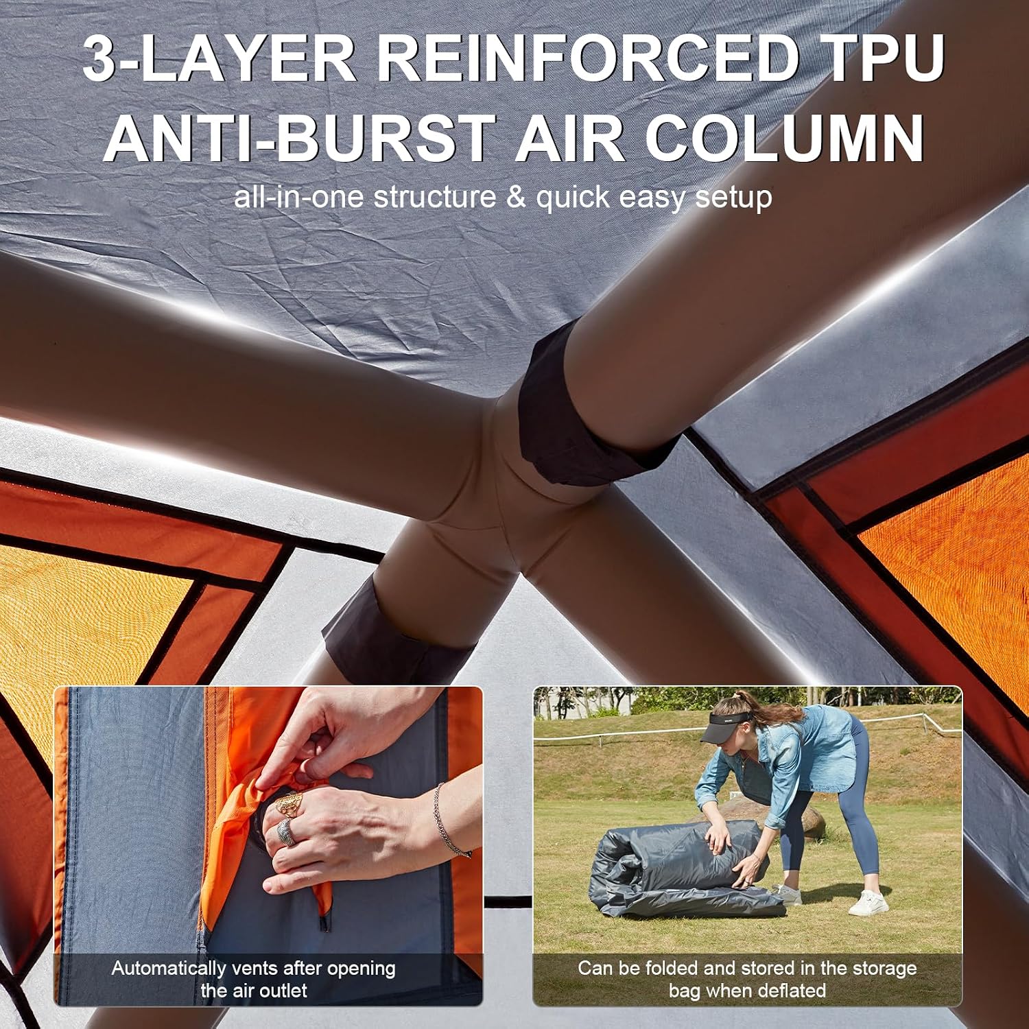 Detalle 1 de Inflatable Camping Tent, 87 × 87 × 77 Inches