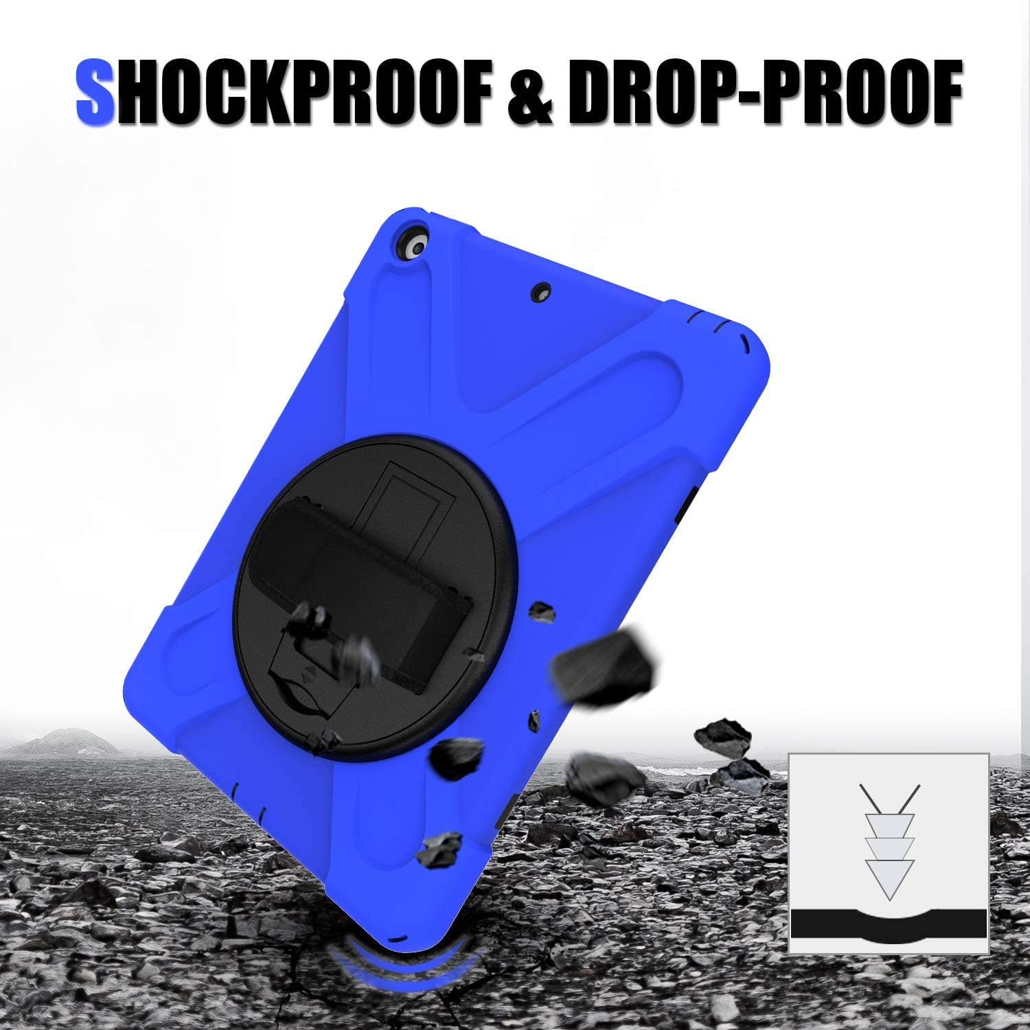 Thumbnail 3 de Gerutek Schutzhülle für iPad 9./8./7. Generation (10,2 Zoll) – stoßfest, 360° Drehständer, Handschlaufe & Schultergurt, Blau