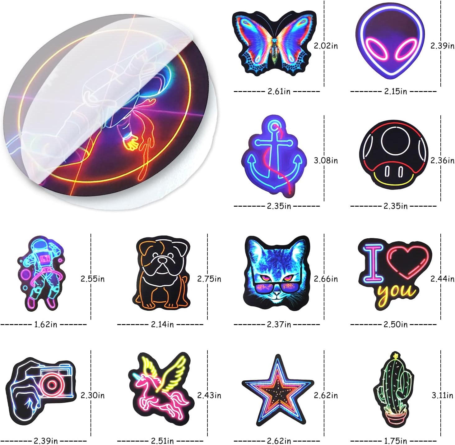 Thumbnail 5 de 200 Pcs Cool Neon Stickers pack for kids 🎨