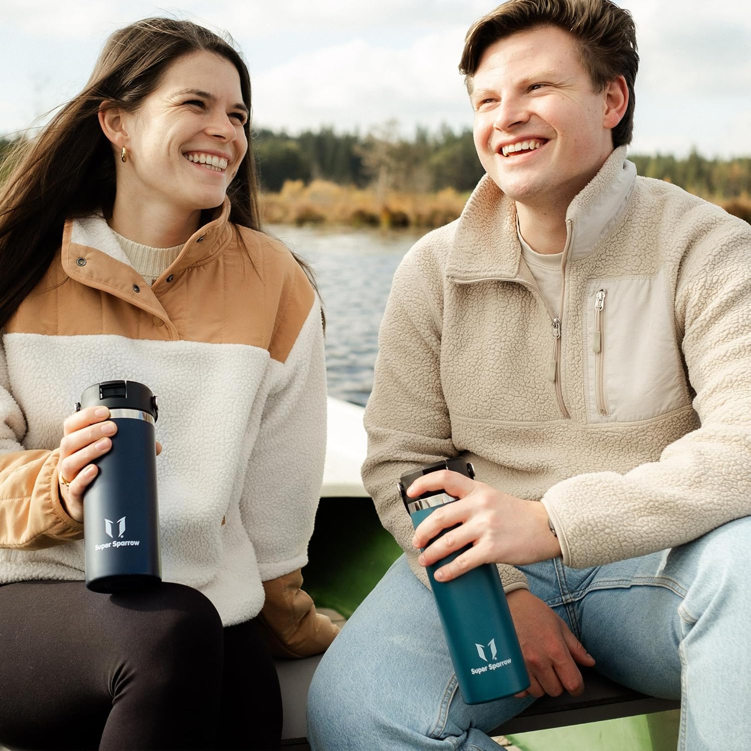 Detalle de Sparrow Trinkflasche Edelstahl 750ml – Weiter Öffnung SwivelSip mit Strohhalm