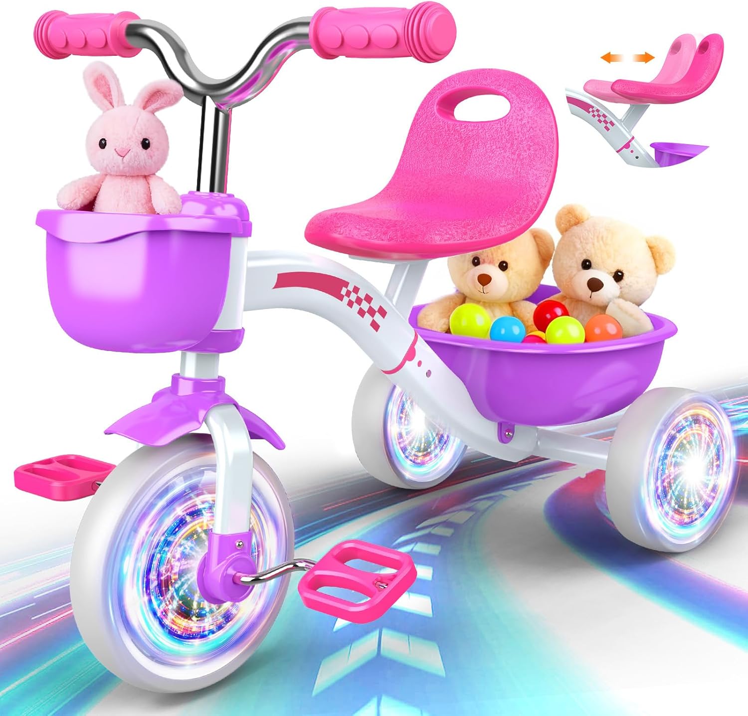 Kkdi Toddler Tricycle 4-Level Adjustable Seat