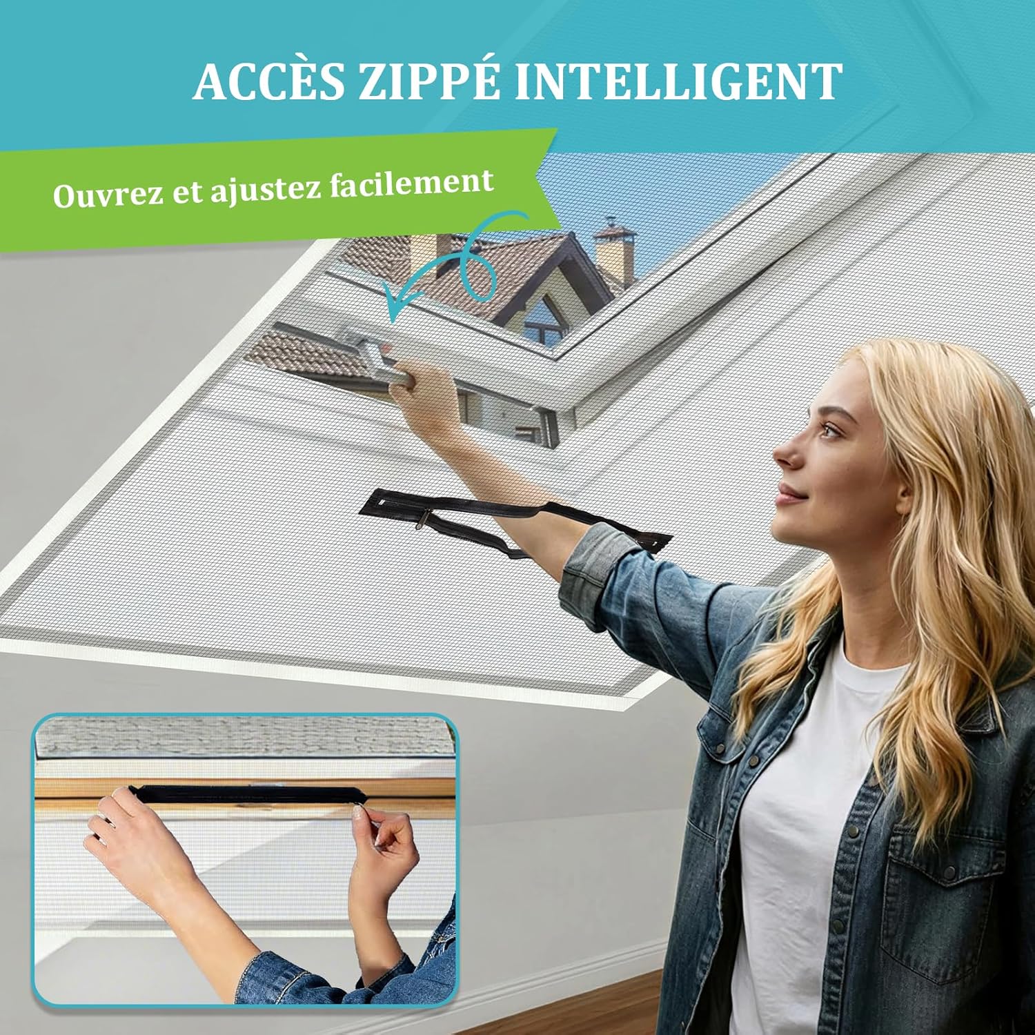 Thumbnail 2 de Moustiquaire Universelle Transparente Apalus pour Fenêtres – Lot de 4, 130 x 150 cm (Noir) – Facile à couper et à clipser