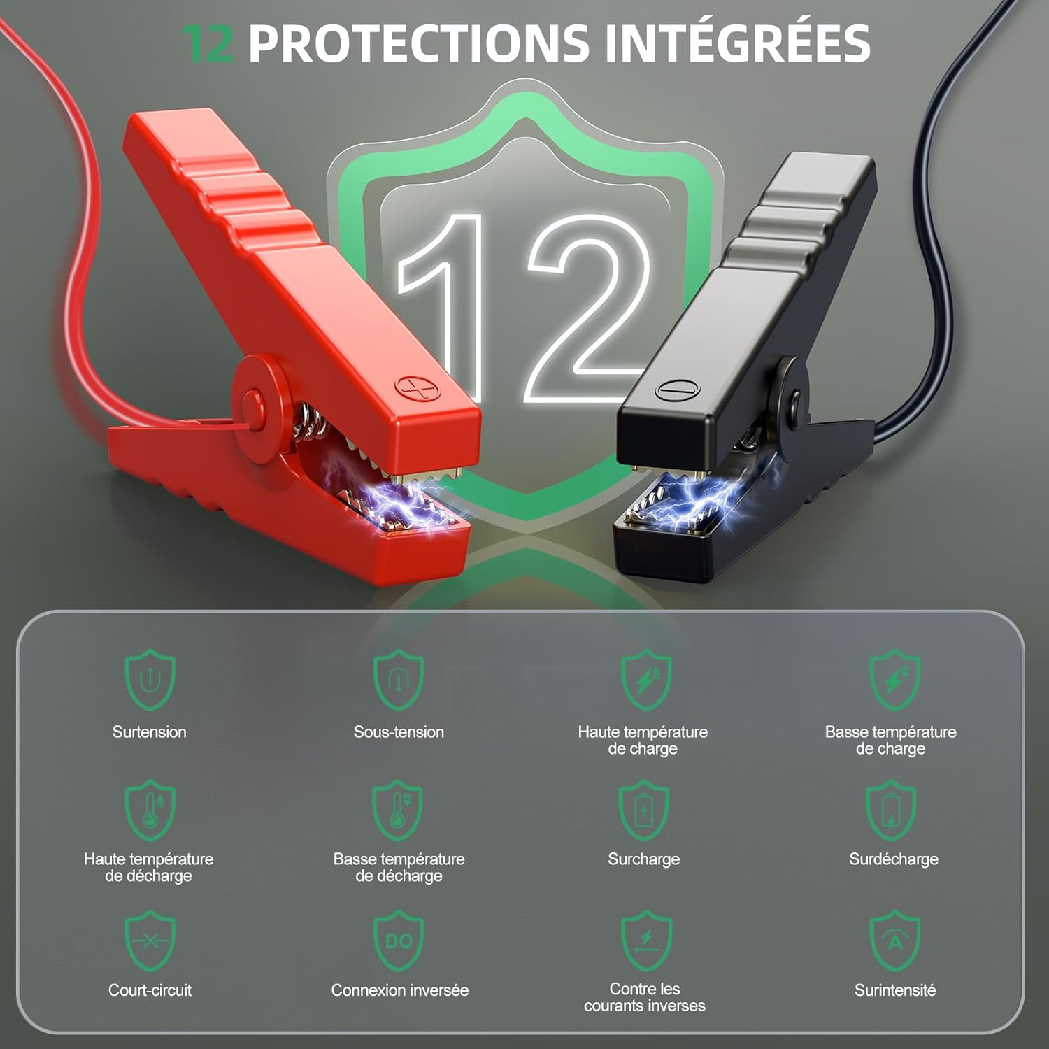 Thumbnail 3 de 6000A Booster batterie voiture 20000 mAh (10L essence / 8L diesel) avec lampe LED 3 modes et fonction power bank