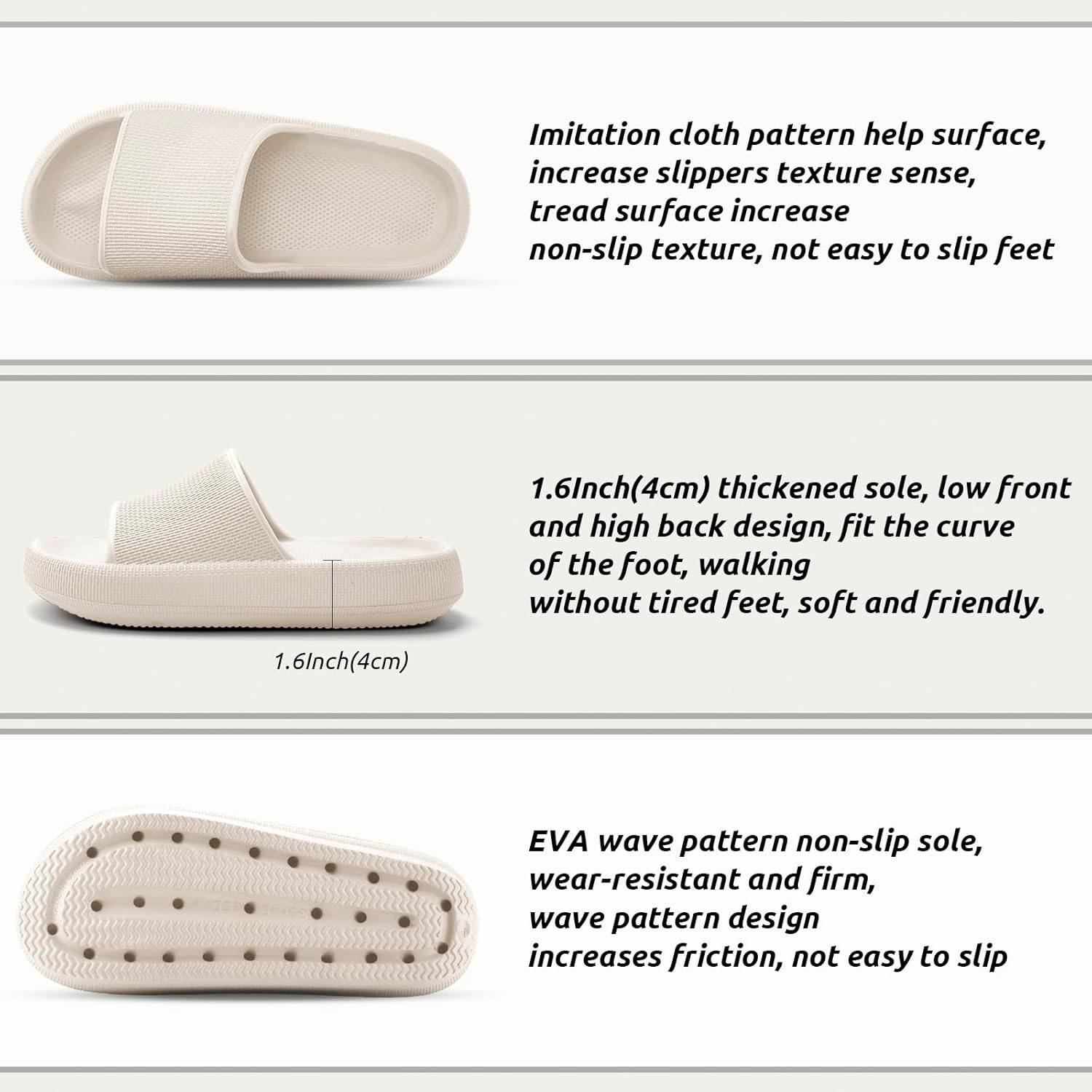 Detalle de BAXIWUY Chaussons / Claquettes Femme, Sandales Douche Antidérapantes EVA, Semelle Épaisse et Amortie