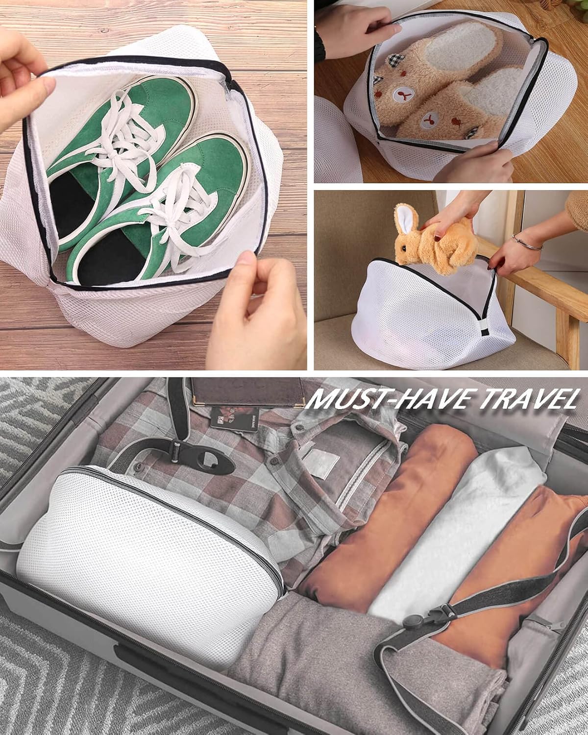 Thumbnail 6 de Dmjia Wäschenetz Schuhe – 2 Stück Schuhbeutel Netz mit Reißverschluss (38 x 21 x 23 cm) aus Polyester