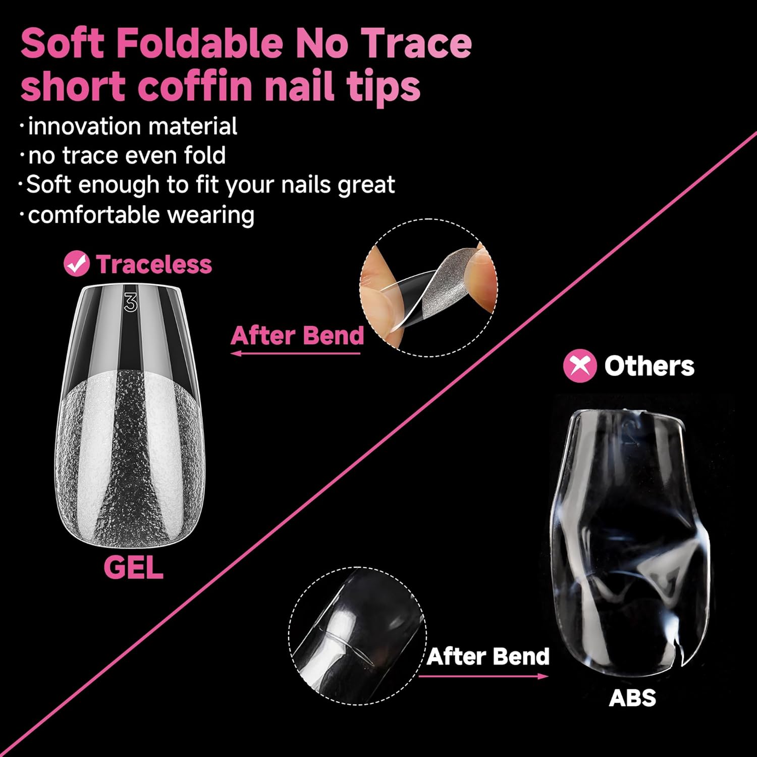 Thumbnail 3 de UNA GELLA Kurz Ballerina Nageltips (312 Stück) – vorgestochen für Gel-Nagelverlängerungen & DIY Nail Art