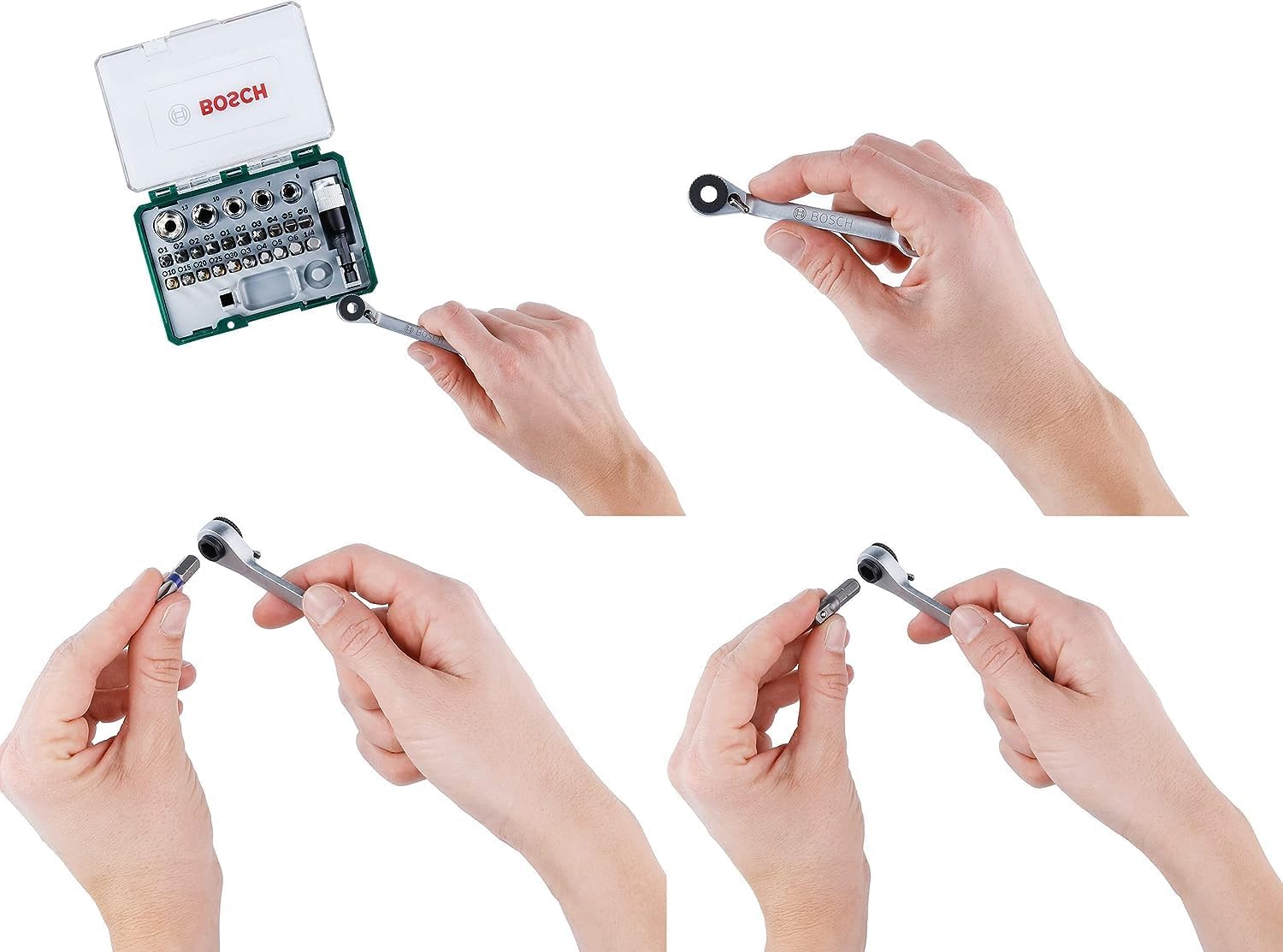 Thumbnail 3 de Bosch 27pc Screwdriver Bit and Ratchet Set with Ratchet, Magnetic Adapter and Coloured Bits