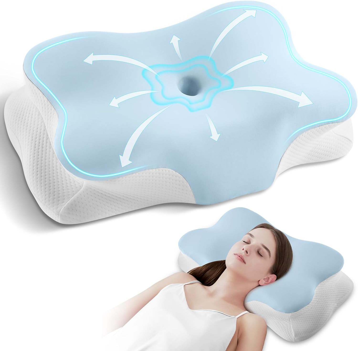 Thumbnail 6 de Silkena Oreiller Coussin Memoire de Forme – Oreiller cervical ergonomique (Gris Clair)