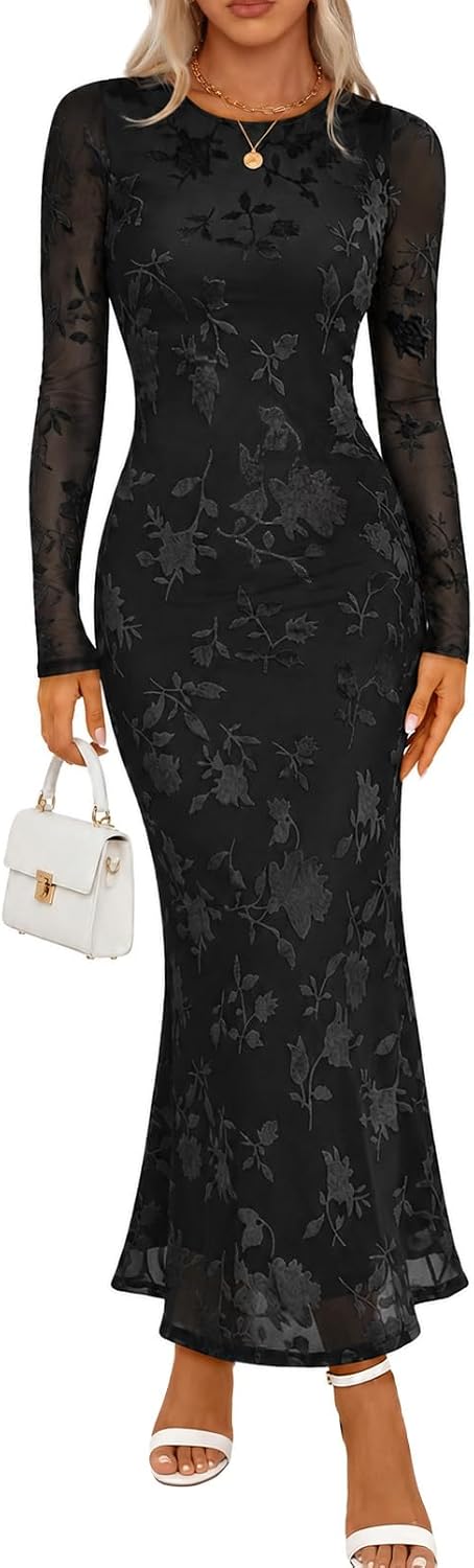 Detalle de MEROKEETY Women's Velvet Maxi Dress