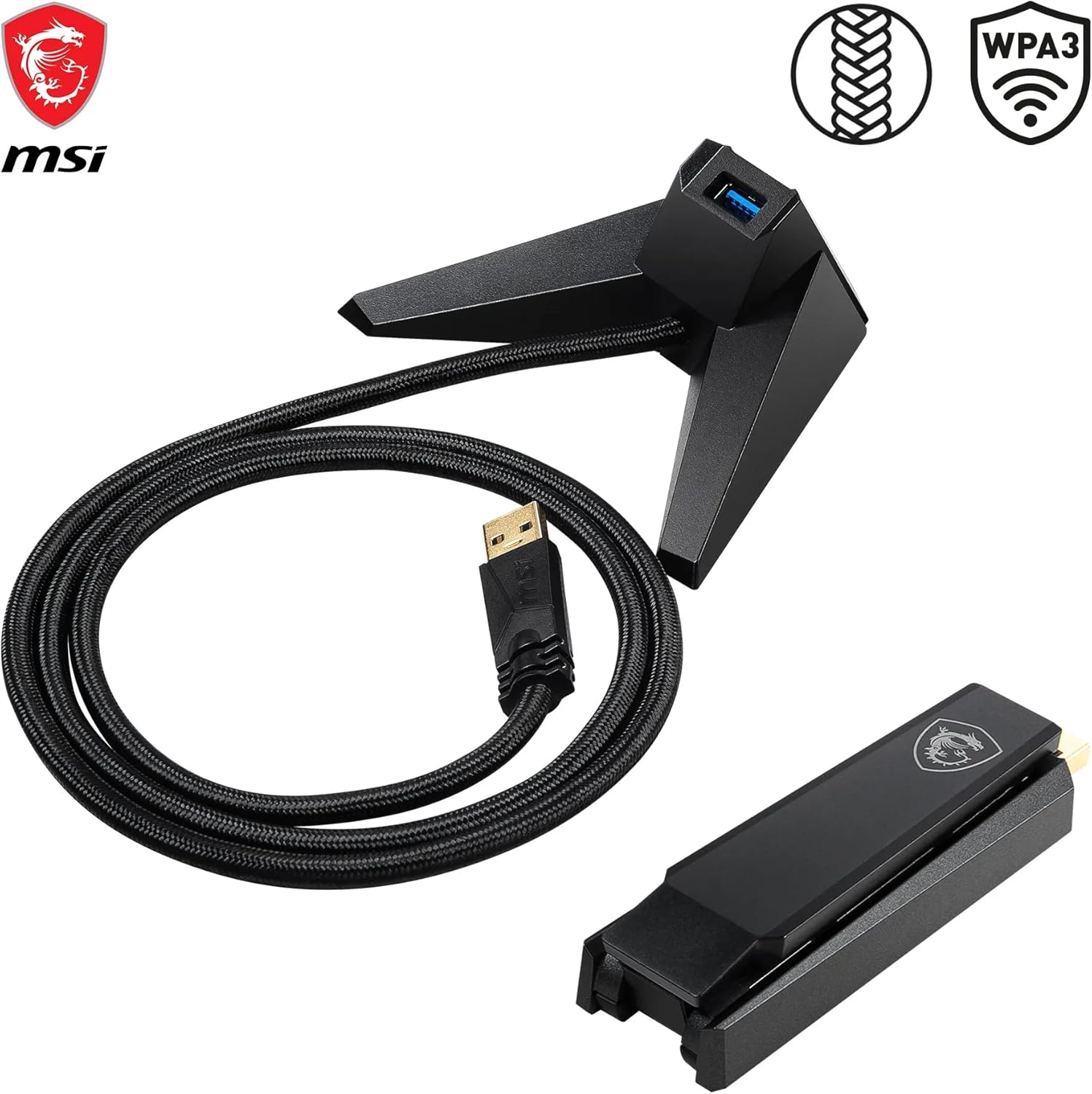 Thumbnail 3 de MSI AX1800 : adaptateur Wi‑Fi 6 USB double bande (USB 3.2 Gen 1) avec antenne ajustable