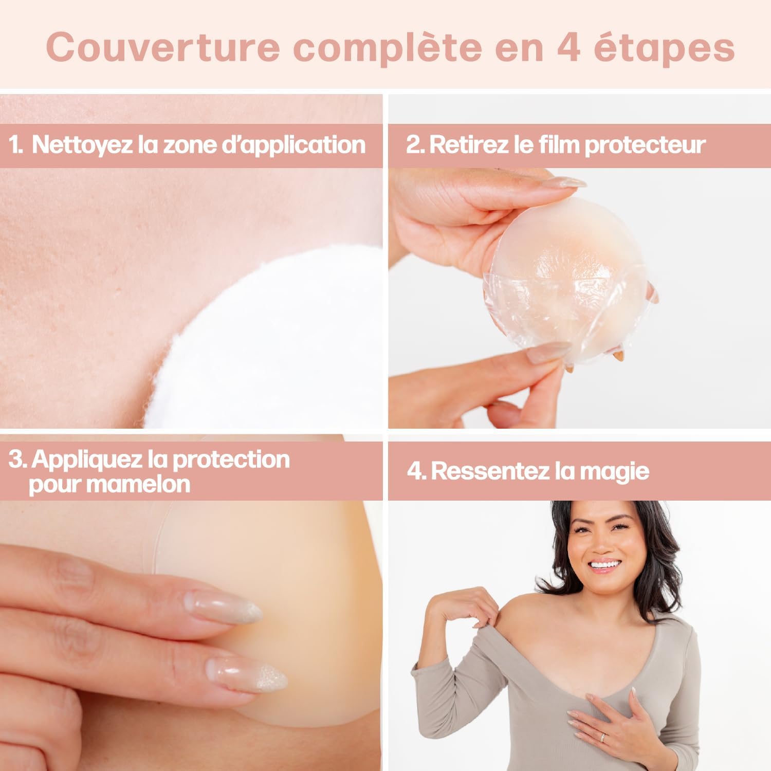 Detalle de Go Nipless Couvre-tétons Invisibles en Silicone Réutilisables – Pastilles Adhésives Taille A-DD