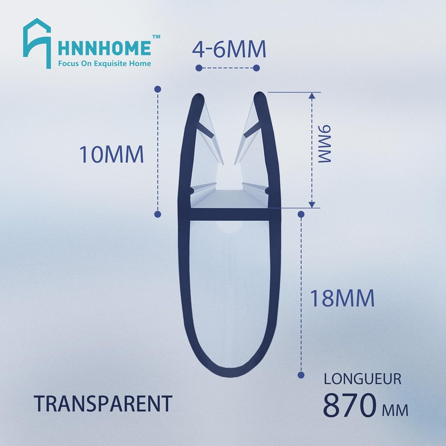 Detalle 2 de HNNHOME Bath Shower Screen Door Seal 870 mm pour verre 4‑6 mm