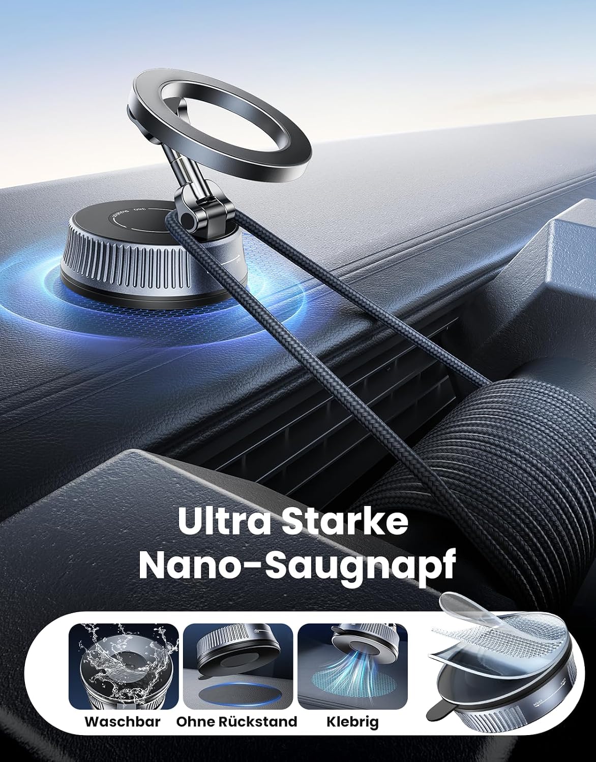 Detalle de EOIWUY Handyhalterung Auto Magnet mit Vakuum-Saugnapf für MagSafe – 360° drehbar