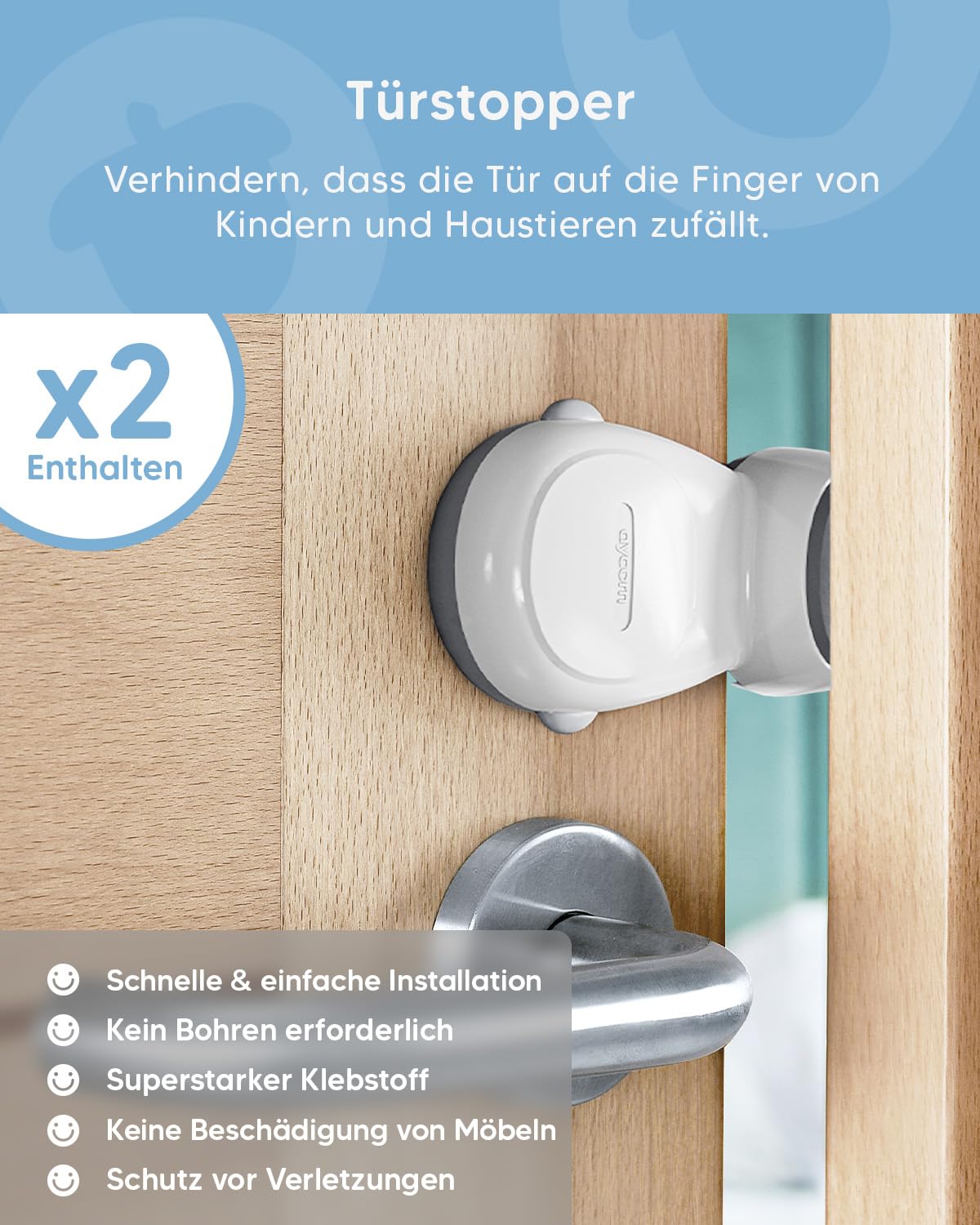 Thumbnail 5 de Aycorn Kindersicherung Set (24 Teile) – magnetische Schrankschlösser, Eckschutz, Türstopper und Ofenschloss (ohne Bohren)