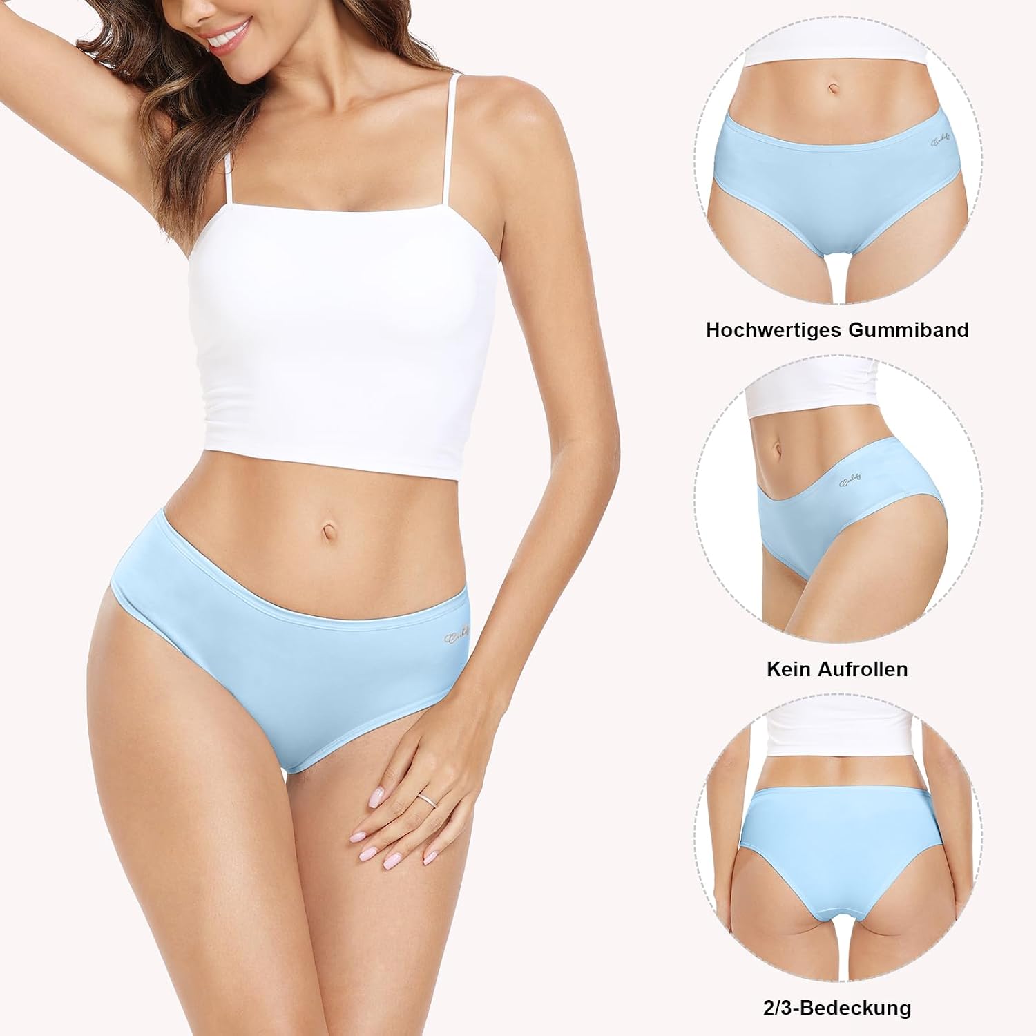 Detalle de anqier Damen Unterhosen im 6er Pack aus Baumwolle (95% Baumwolle, 5% Elastan) – bequeme Hipster
