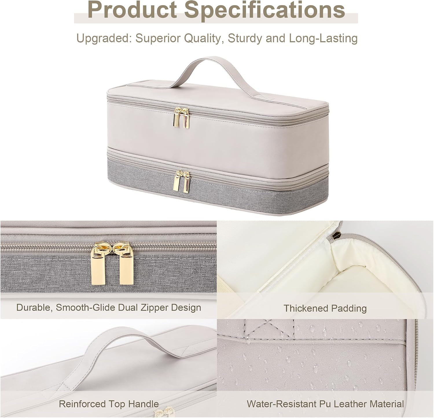 Detalle 2 de BAGCRAZY Hair Tool Travel Case, Gray and Beige