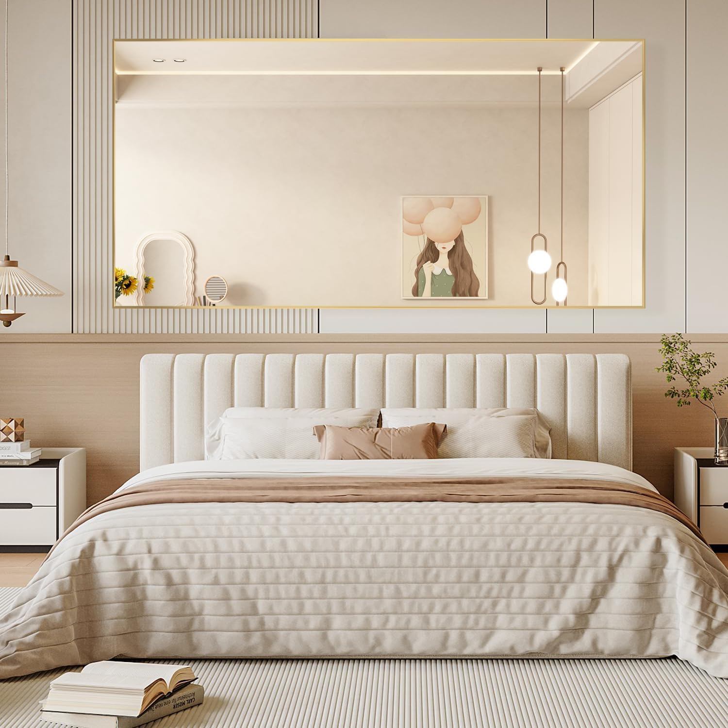 Detalle 2 de NEUWEABY vloerspiegel 180 x 80 cm met goudkleurig aluminium frame