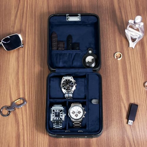 Thumbnail 2 de KAMIER Custodia da viaggio per 4 orologi in pelle PU con chiusura a combinazione