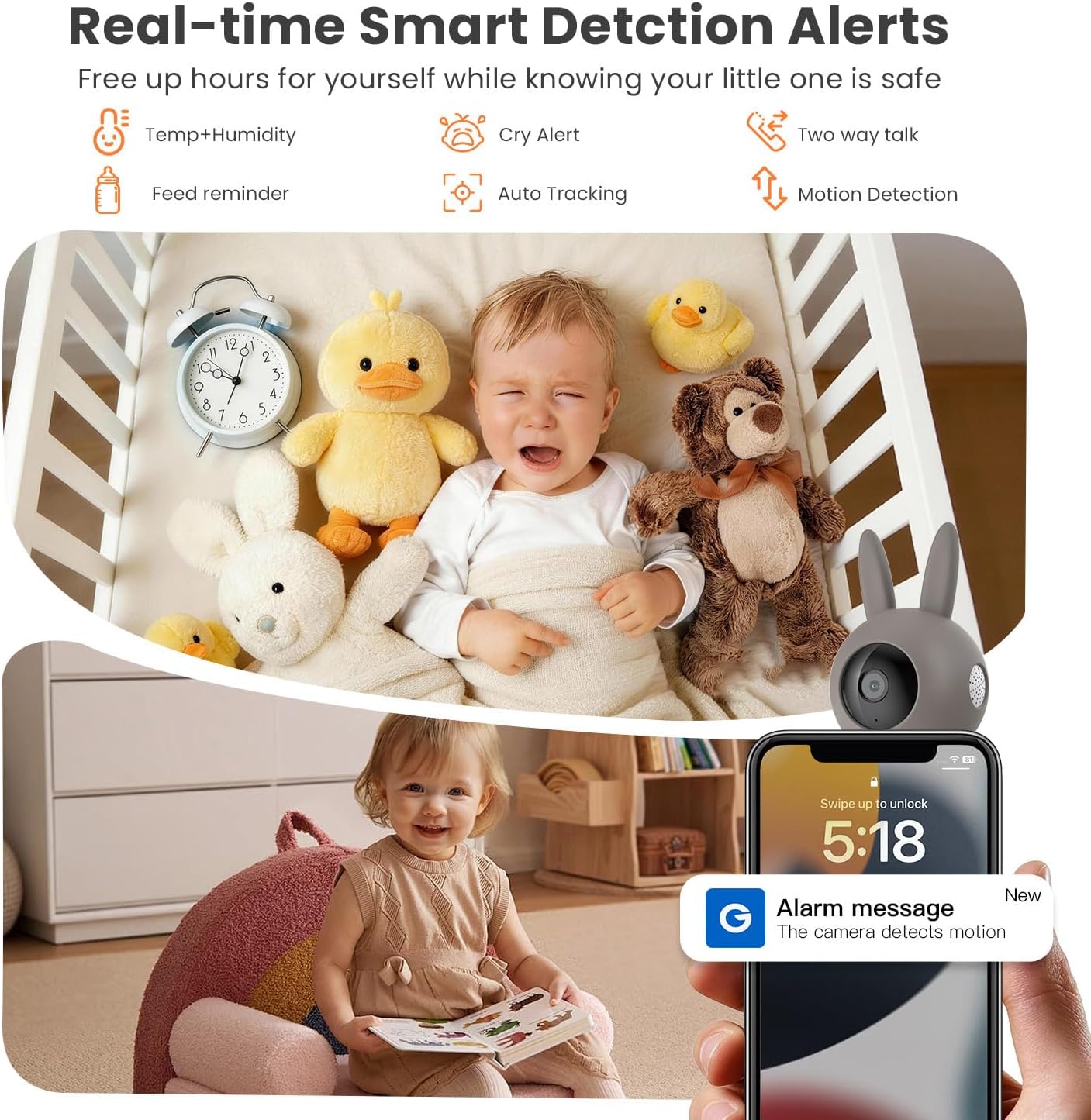 Detalle 2 de ieGeek Baby 1T with 2 Cameras Baby Monitor, 2K Split-Screen, 5-Inch Display