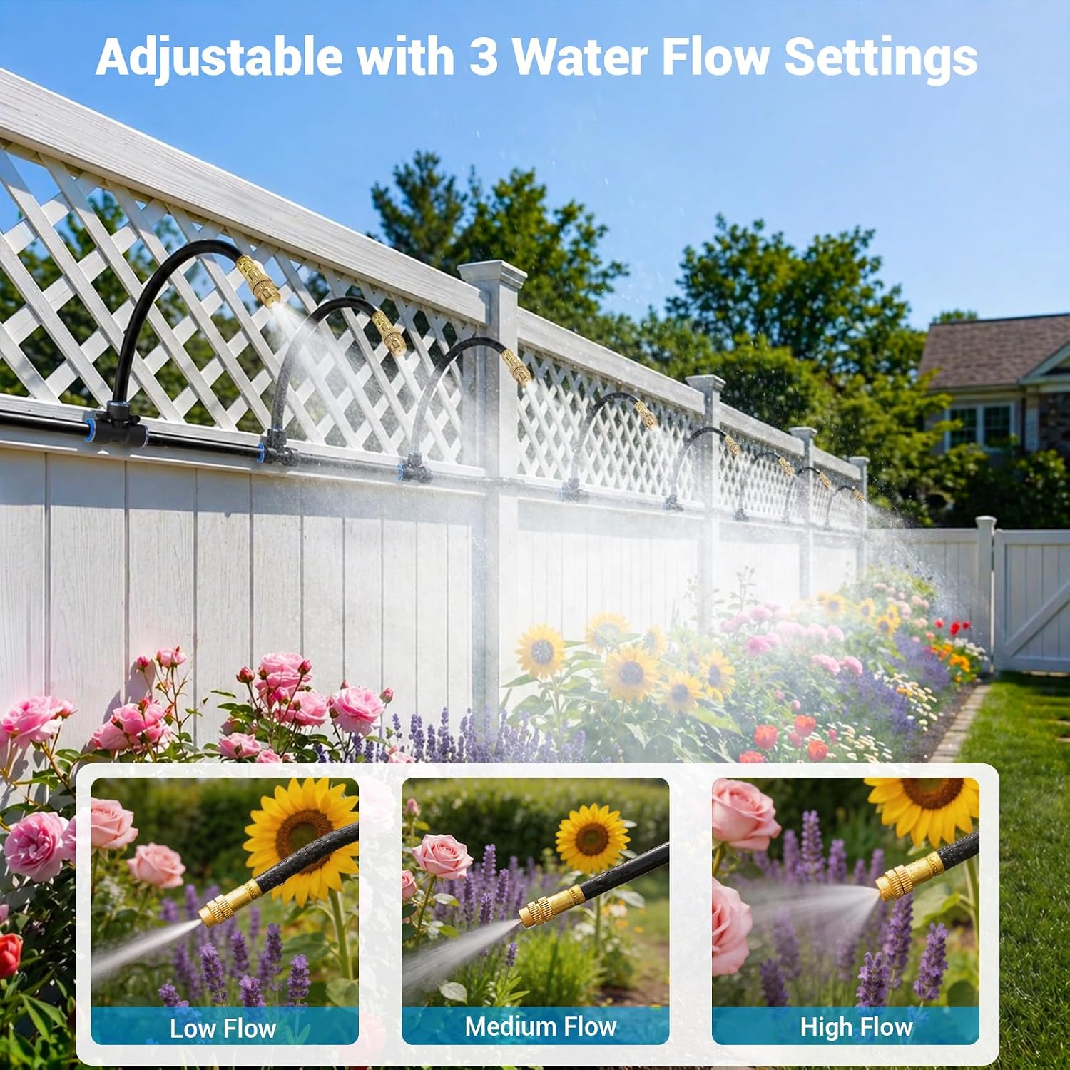 Detalle de Thiswing T-WX-60m-1/4 200 ft Drip Irrigation Kit with 36 Adjustable Nozzles