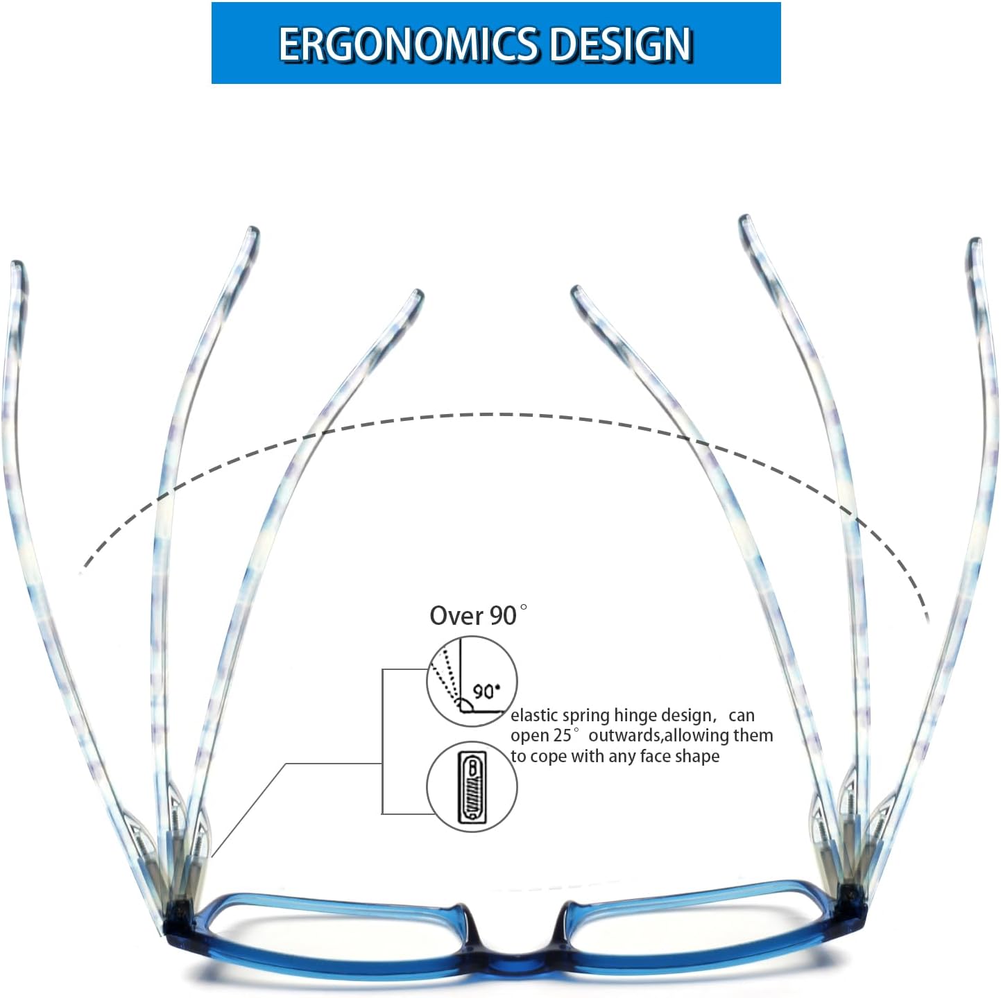 Detalle 2 de Kerecsen 6-Pack Blue Light Blocking Reading Glasses with Spring Hinges