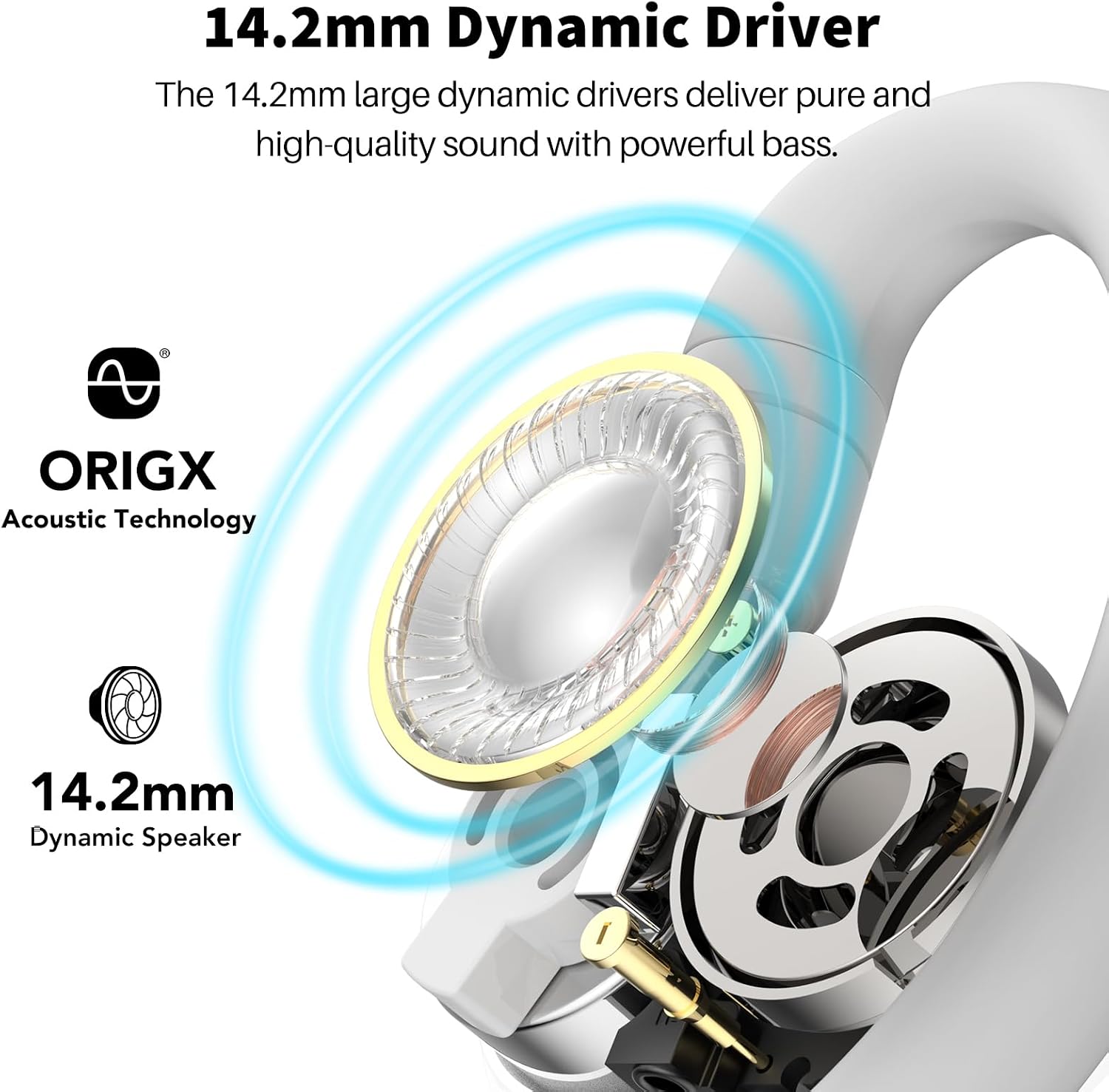 Detalle 2 de TOZO O2 Open Ear Wireless Headphones – Lightweight, Dual-Axis Comfort for Everyday Use