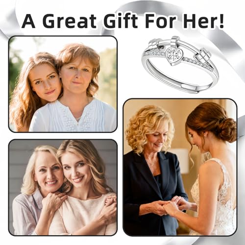 Detalle de GAZIL Bague Fidget Double Couche Réglable – Anneau Anti-anxiété Argent et Zirconium (Blanc)