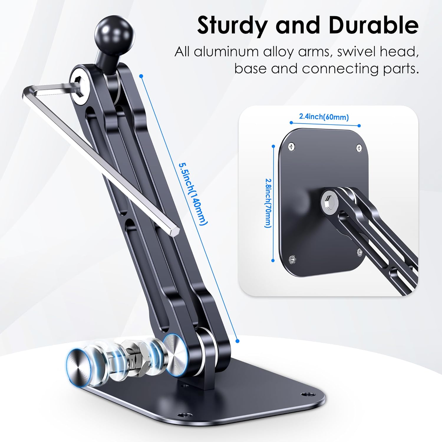 Thumbnail 1 de Lucrave Tablet Wall Mount Holder (Aluminium, Foldable) with 360° Adjustable Rotating Base