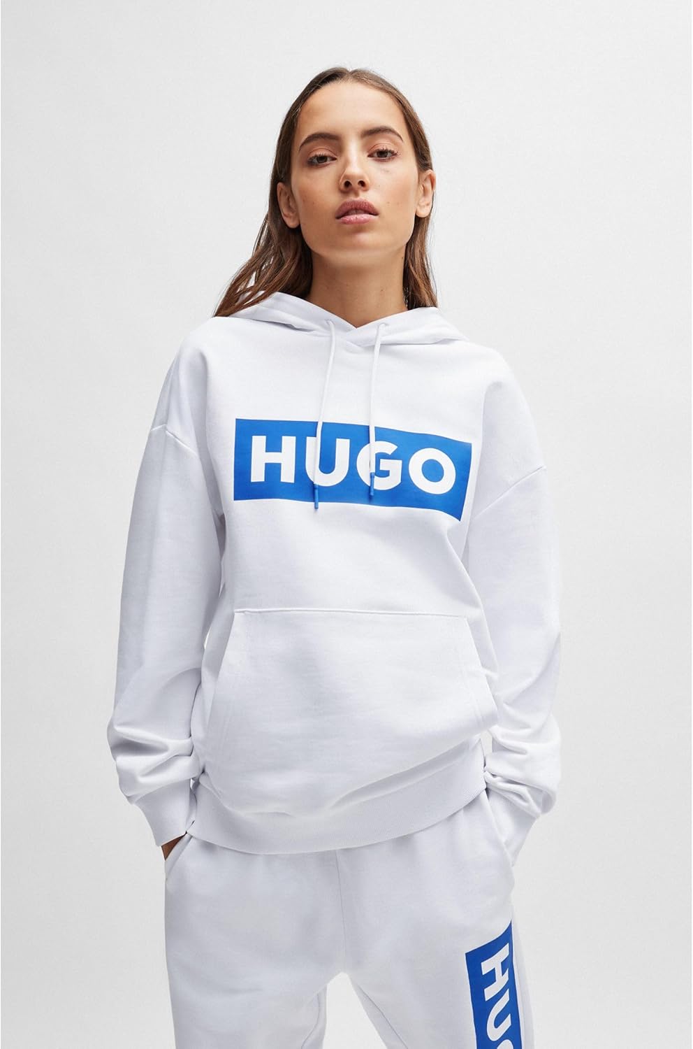 Thumbnail 4 de HUGO Mens Nalves Logo-print hoodie in cotton terry
