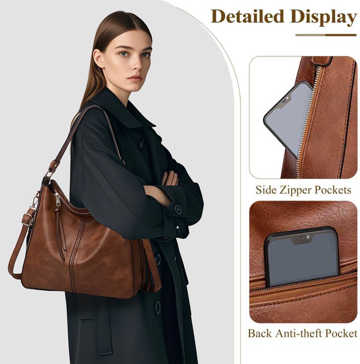 Thumbnail 2 de Mabecol Shopper Tasche Damen Groß – Elegante PU-Shopper mit Reißverschluss