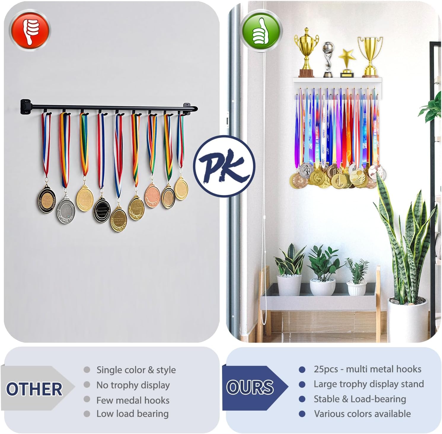 Thumbnail 3 de DSVENROLY Medal Holder Rack 25 Hooks