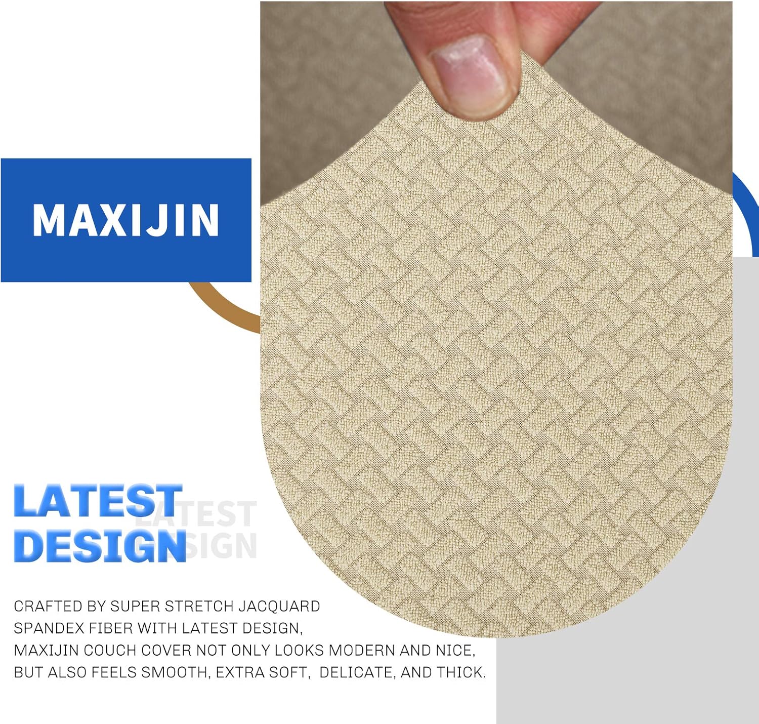 Thumbnail 2 de MAXIJIN Creative Jacquard Chair Covers for Living Room (1 Seater) – Light Beige