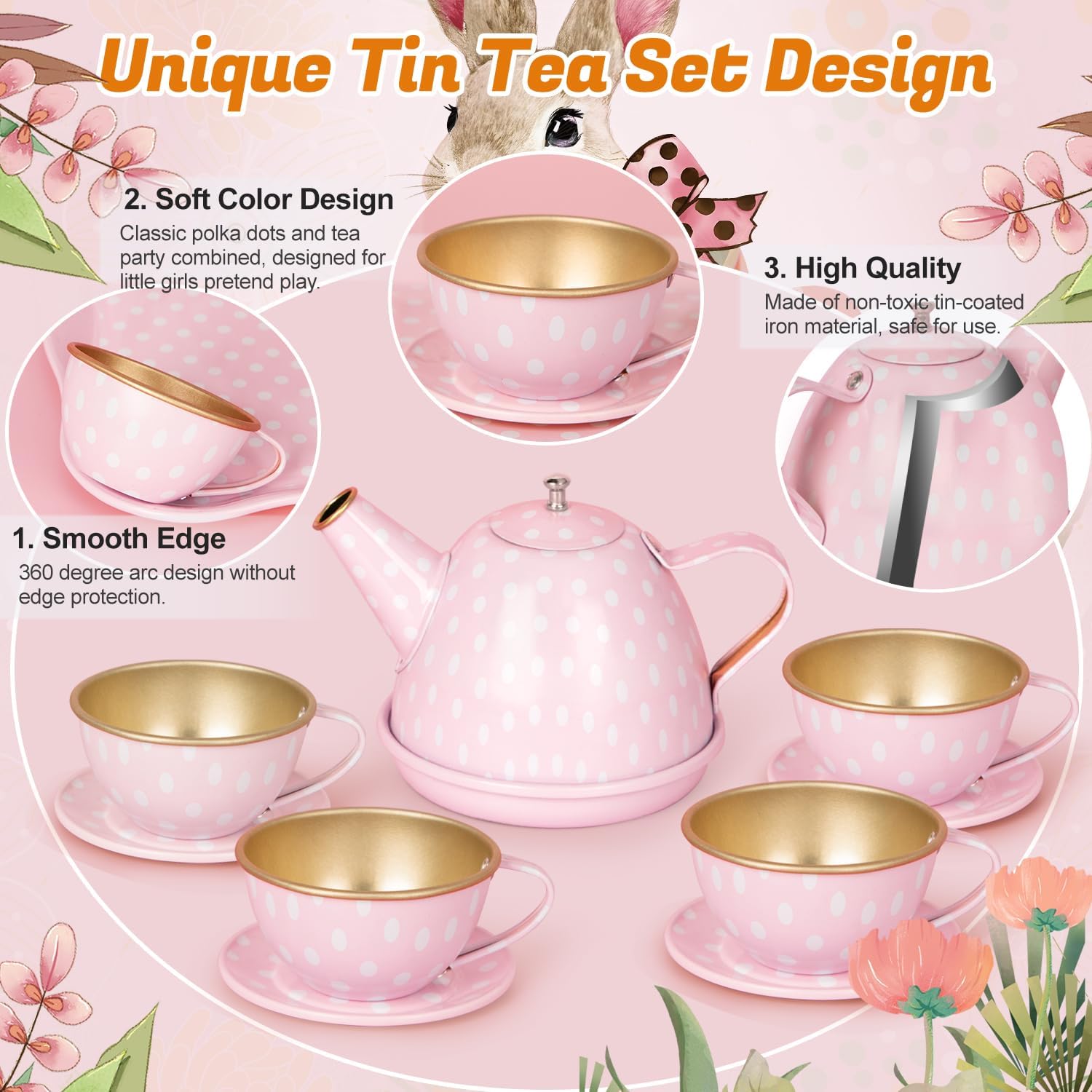 Detalle 2 de iAOVUEBY Tea Party Set 49pcs 🫖