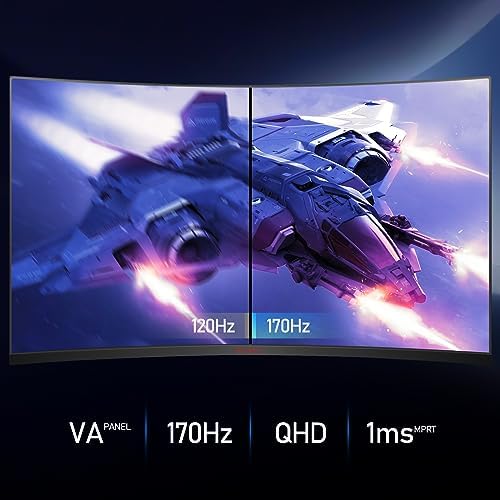Detalle de KOORUI Monitor Gaming Curvo 31,5" QHD 170 Hz