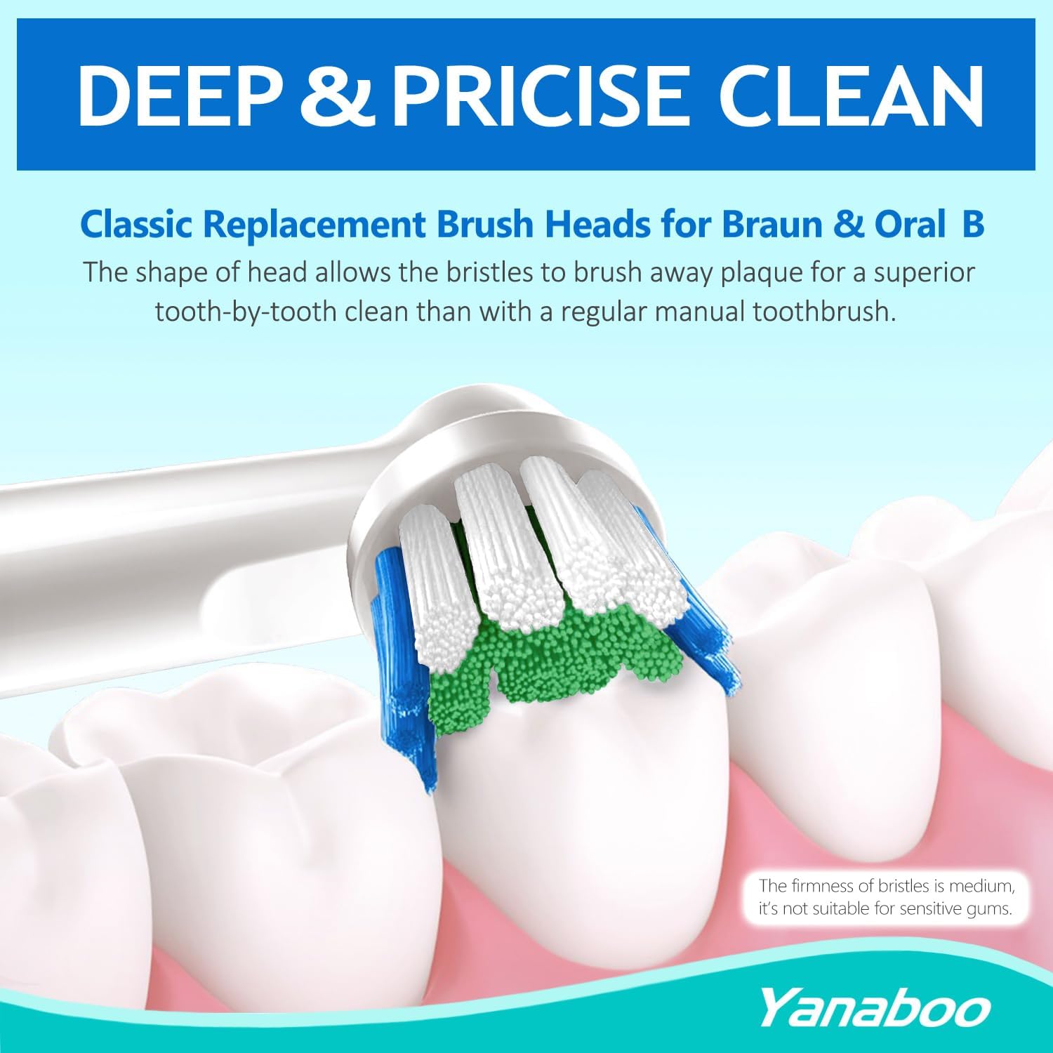 Thumbnail 1 de Yanaboo compatible replacement toothbrush heads for Braun & Oral-B electric models (8 pack, white)