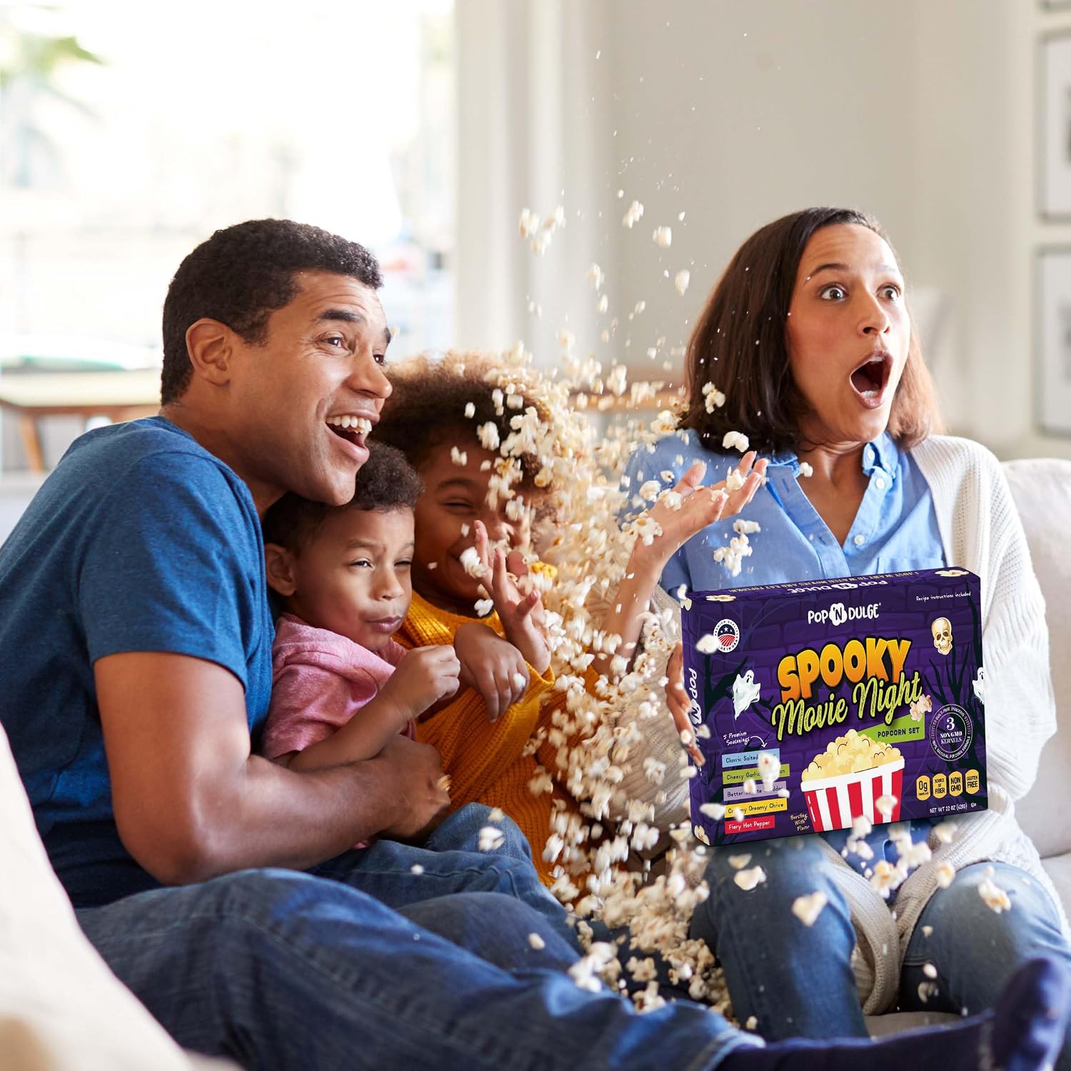 Detalle 1 de Pop 'N Dulge Halloween Popcorn Gift Set with 3 Kernel Colors and 5 Seasonings