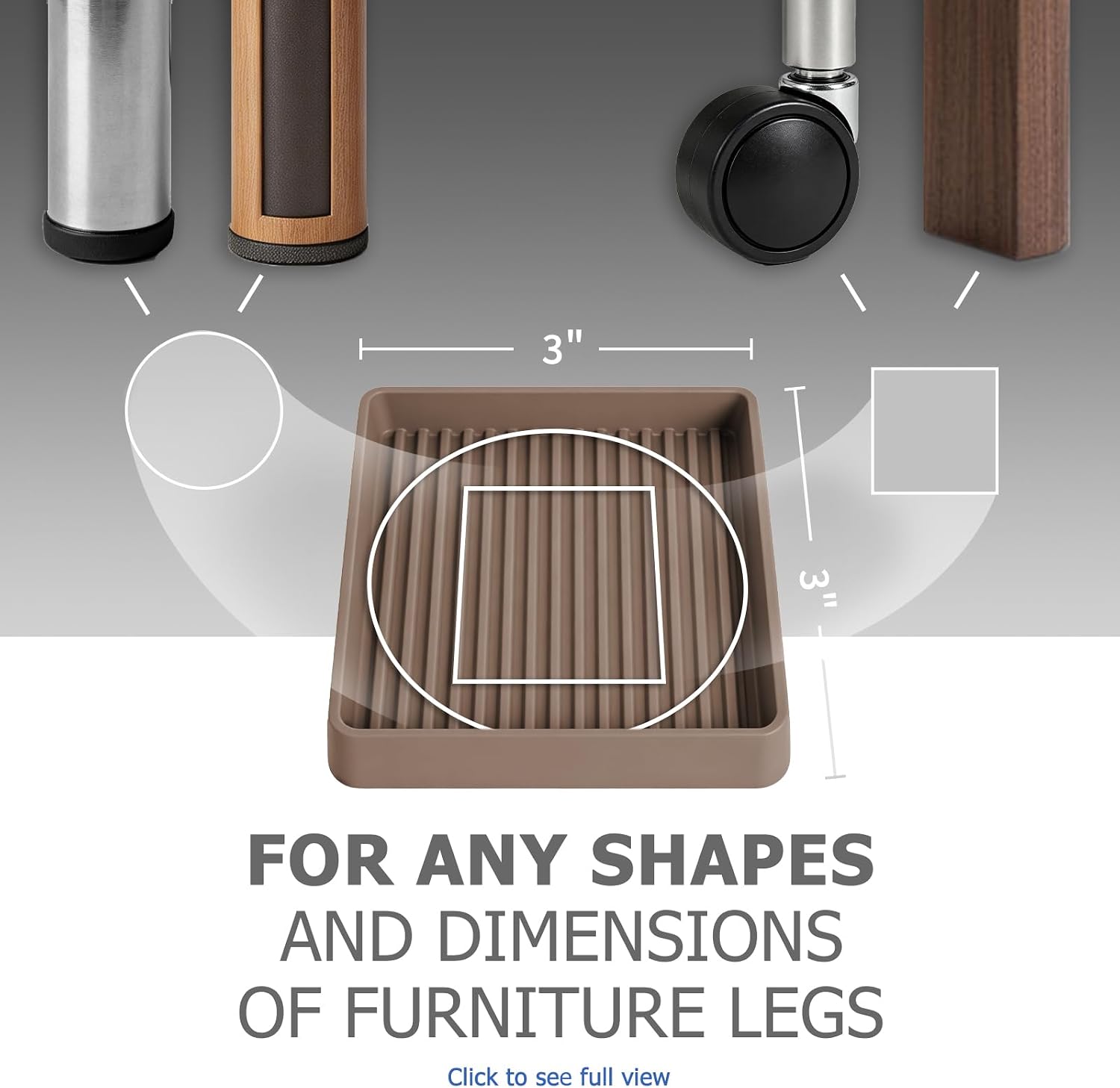 Detalle de Yelanon FC-8 Furniture Coaster Cups, 3-Inch Rubber Non-Slip Floor Protectors