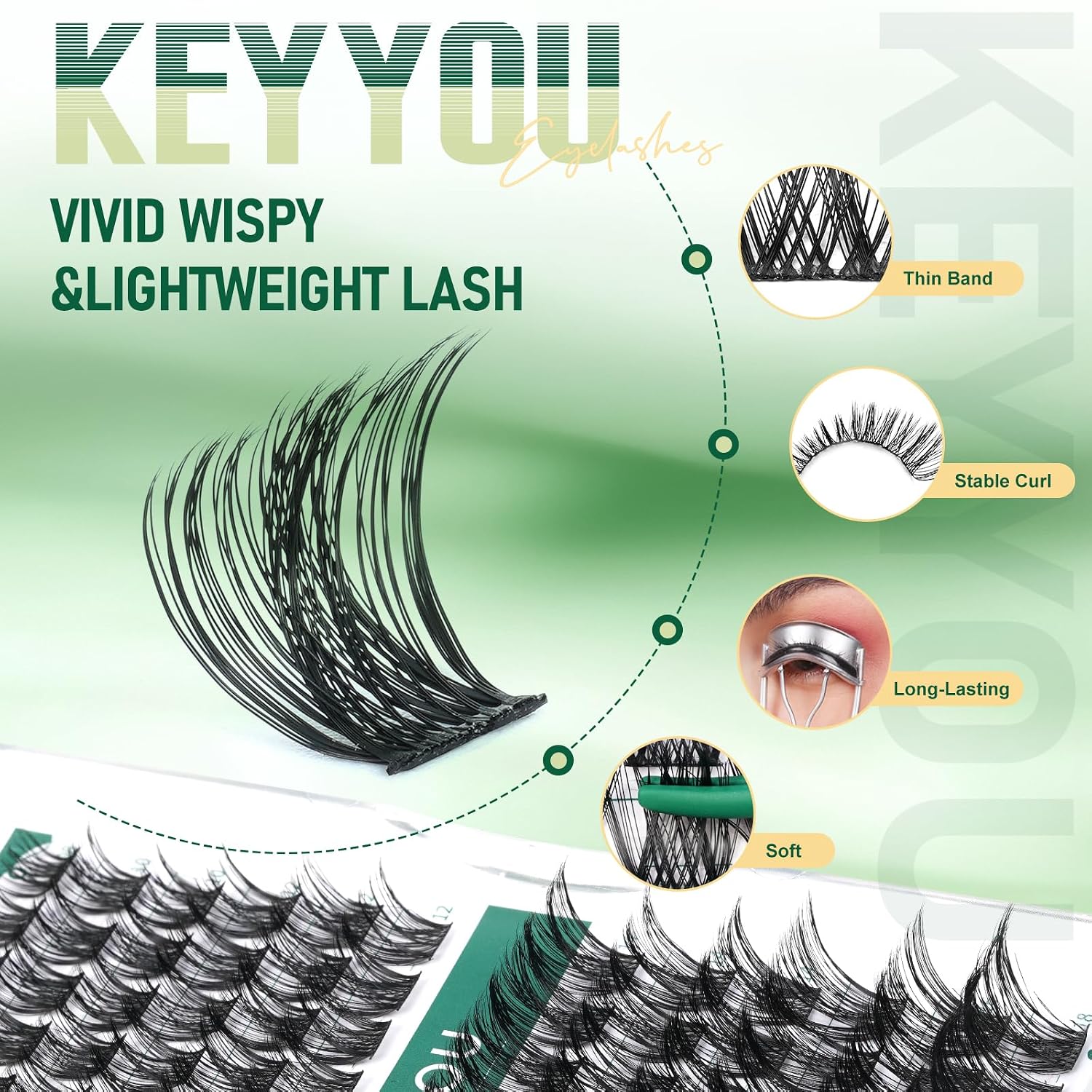 Detalle de KEYYOU Lash Clusters D Curl 96 pcs