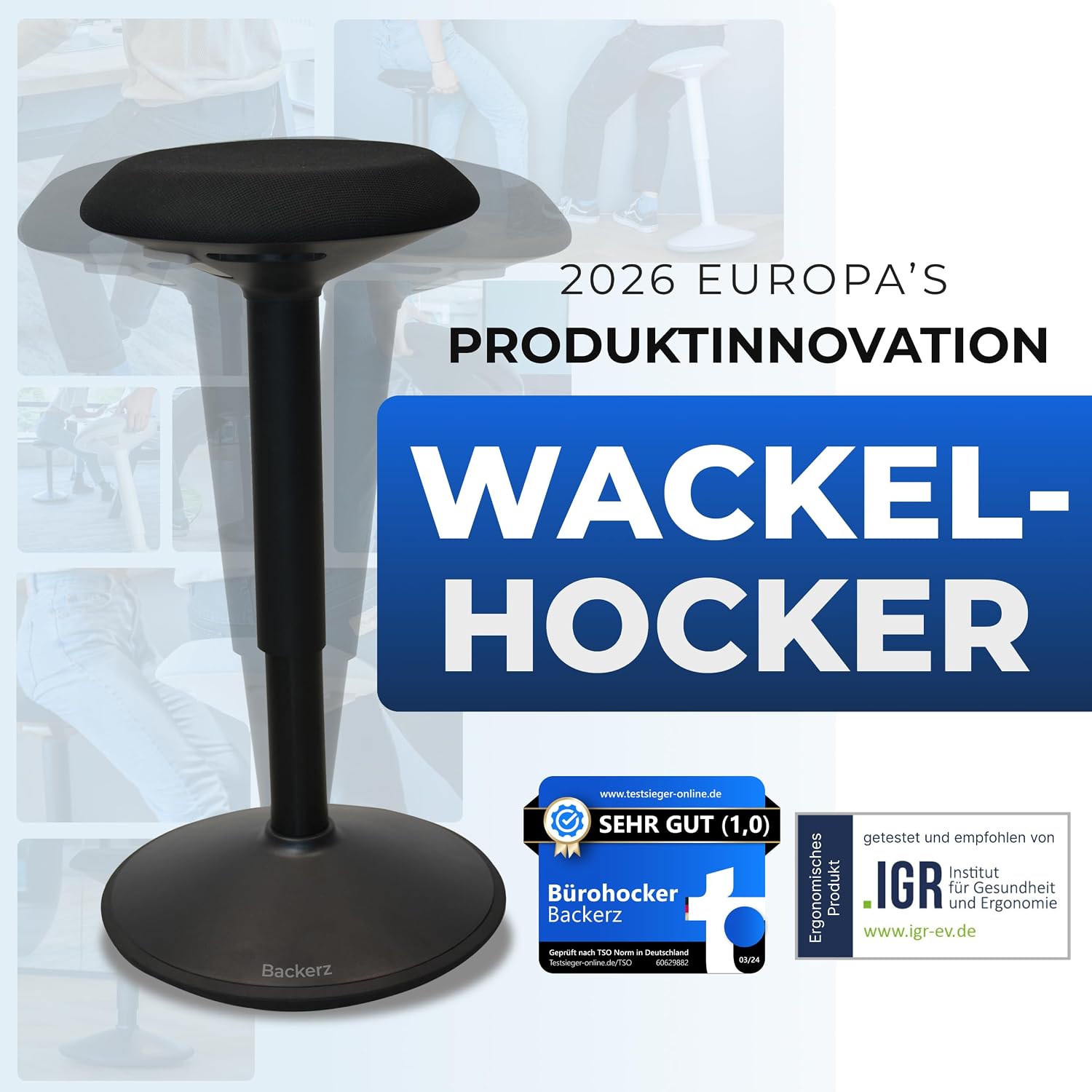 Detalle 2 de Backerz Bürohocker 55-80 cm