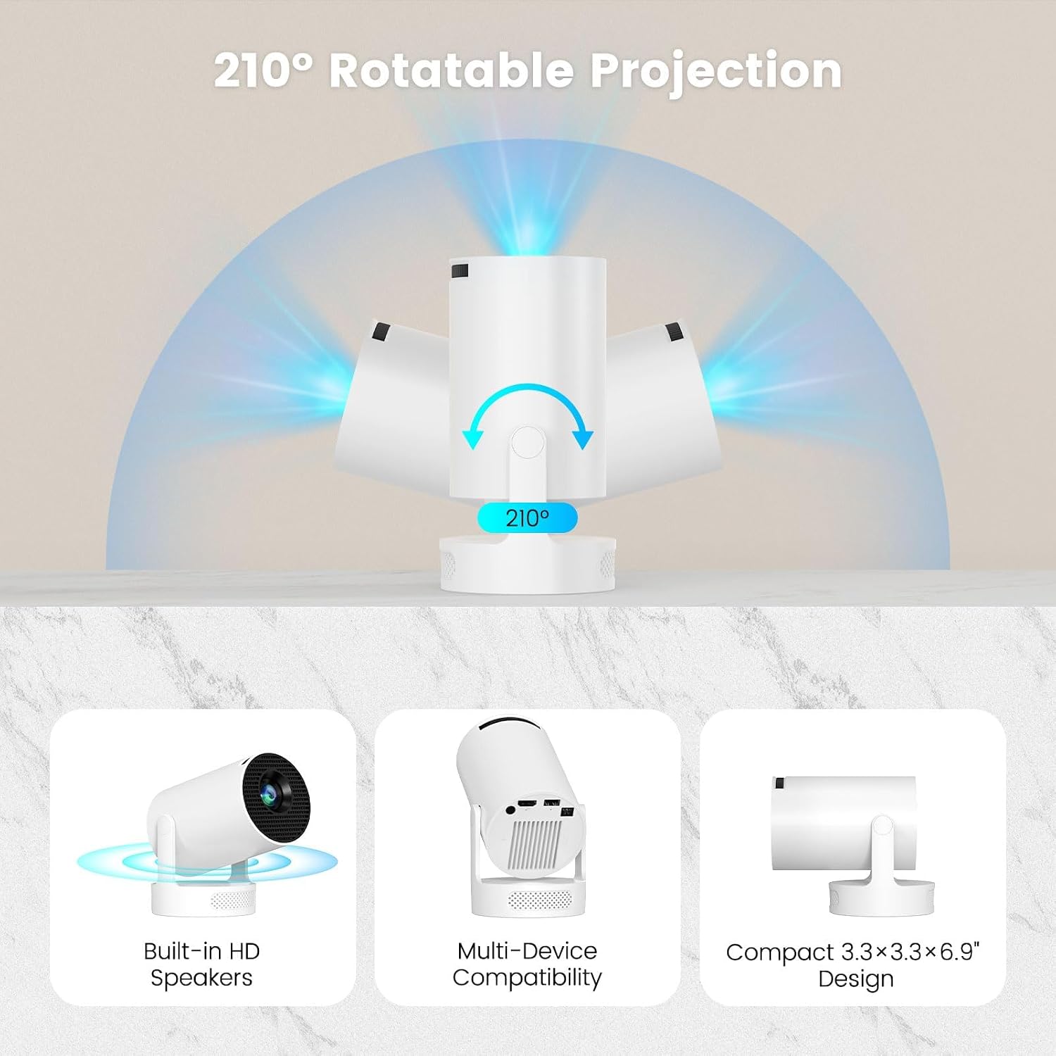 Thumbnail 6 de HY300 Ultra Mini Projector: 1080P, 170 ANSI, WiFi 6 & Bluetooth 5.4