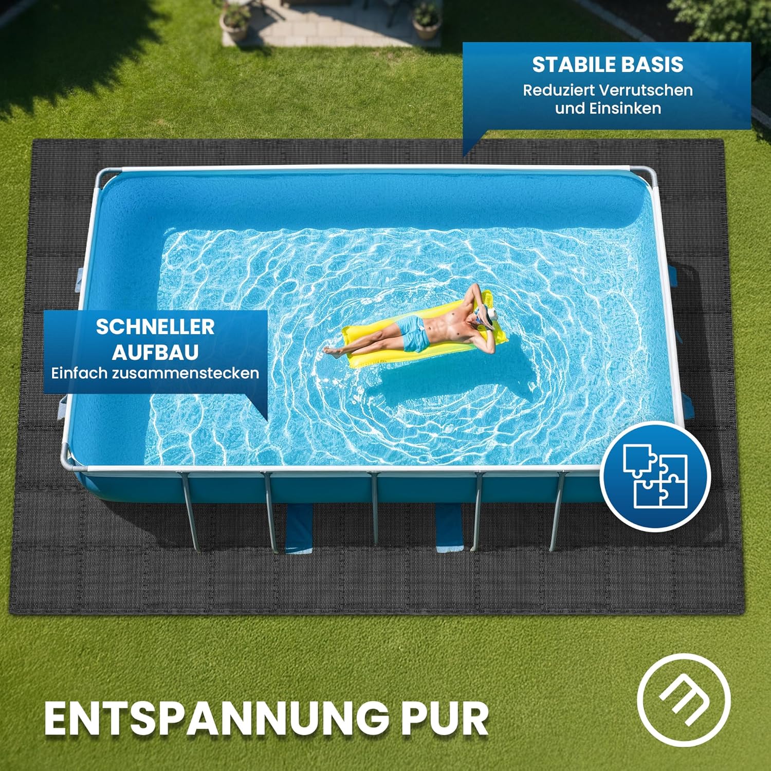 Thumbnail 3 de bemaxx Poolunterlage Poolmatte (EVA) – 18 Puzzle-Matten für Aufstellpools & Whirlpool